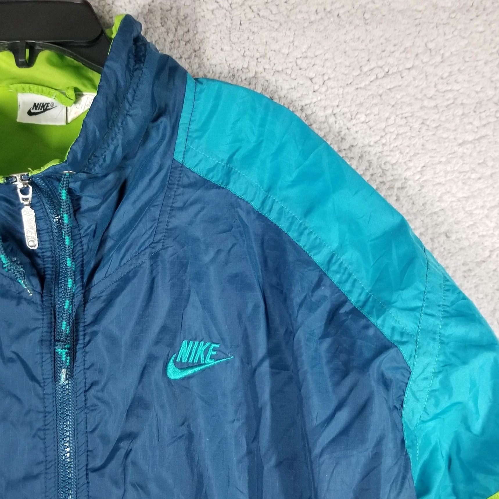 Nike Nike Windbreaker Jacket Mens Medium Blue Teal Green Full Zip Lined Swoosh Retro Size US M / EU 48-50 / 2 - 5 Thumbnail