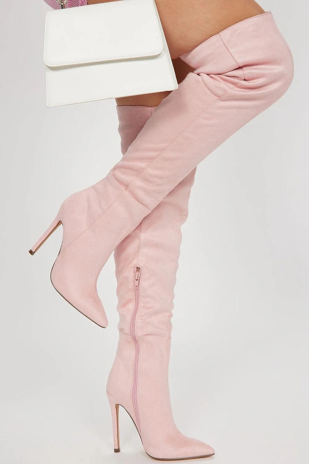 Fashion Nova Sending My Location Knee High Heeled Boots - Blush Size US 10 / IT 40 - 1 Thumbnail