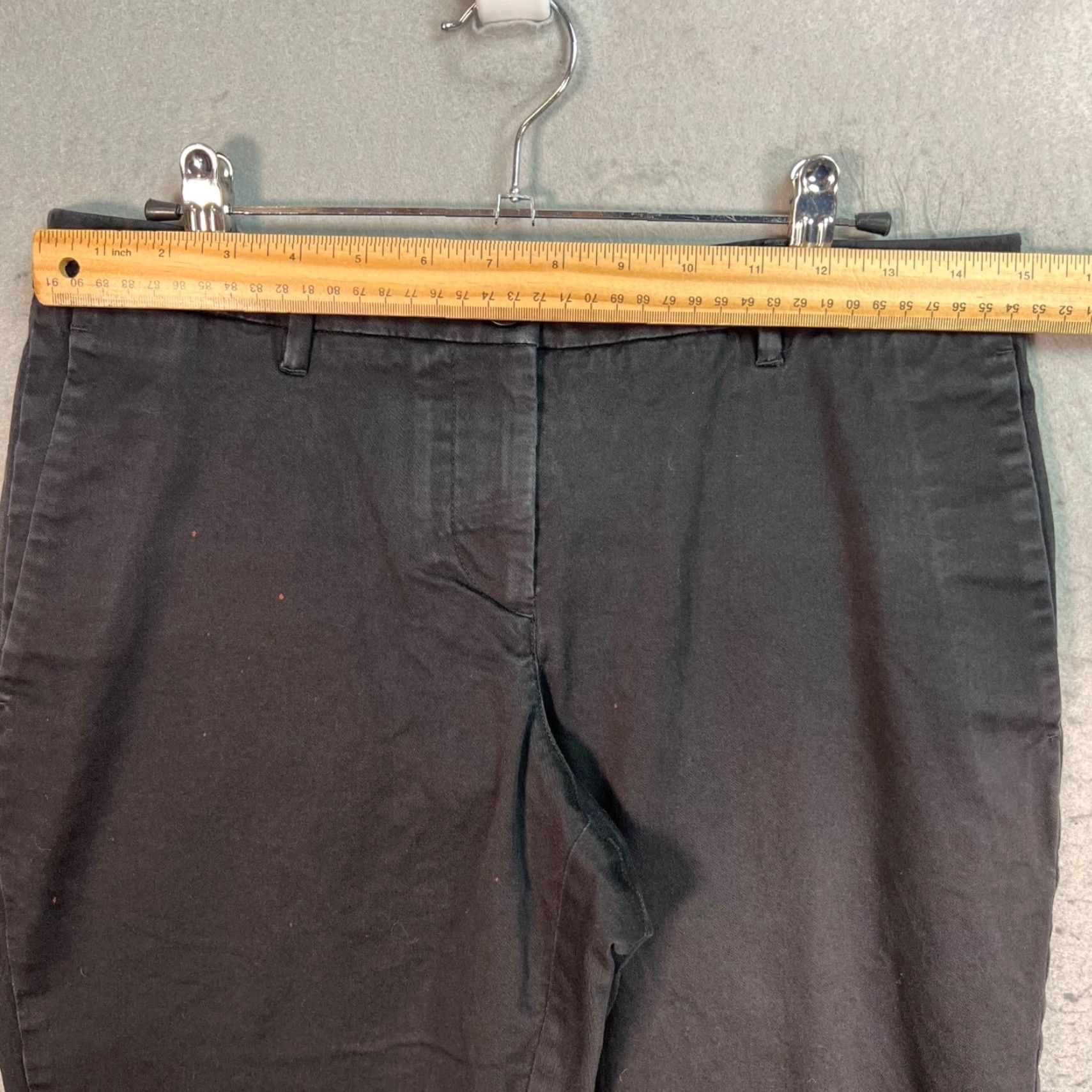 Wildfang Wildfang Womens Size 4 Black Essential Trousers Cotton Blend Slim Fit Pants Chino Flat Front Zip 27in Inseam 29in Waist Womens Slim Black 4 Size 27" / US 4 / IT 40 - 5 Thumbnail