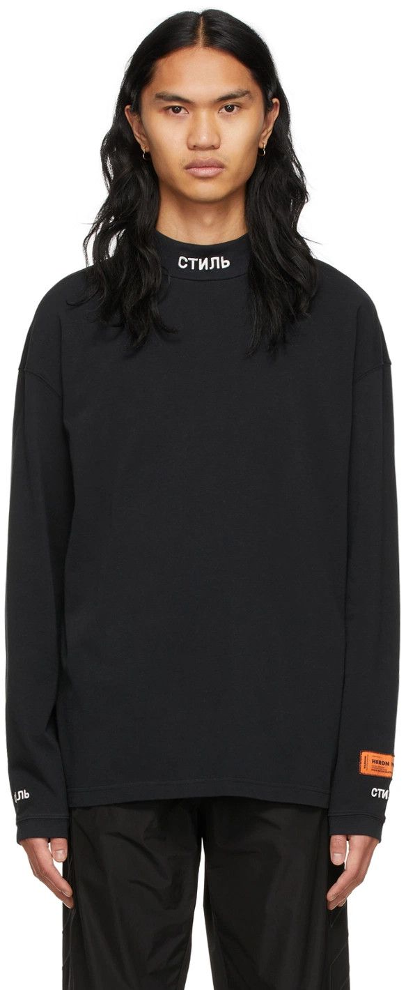 Heron Preston Black Turtleneck 'Style' Long Sleeve T-Shirt