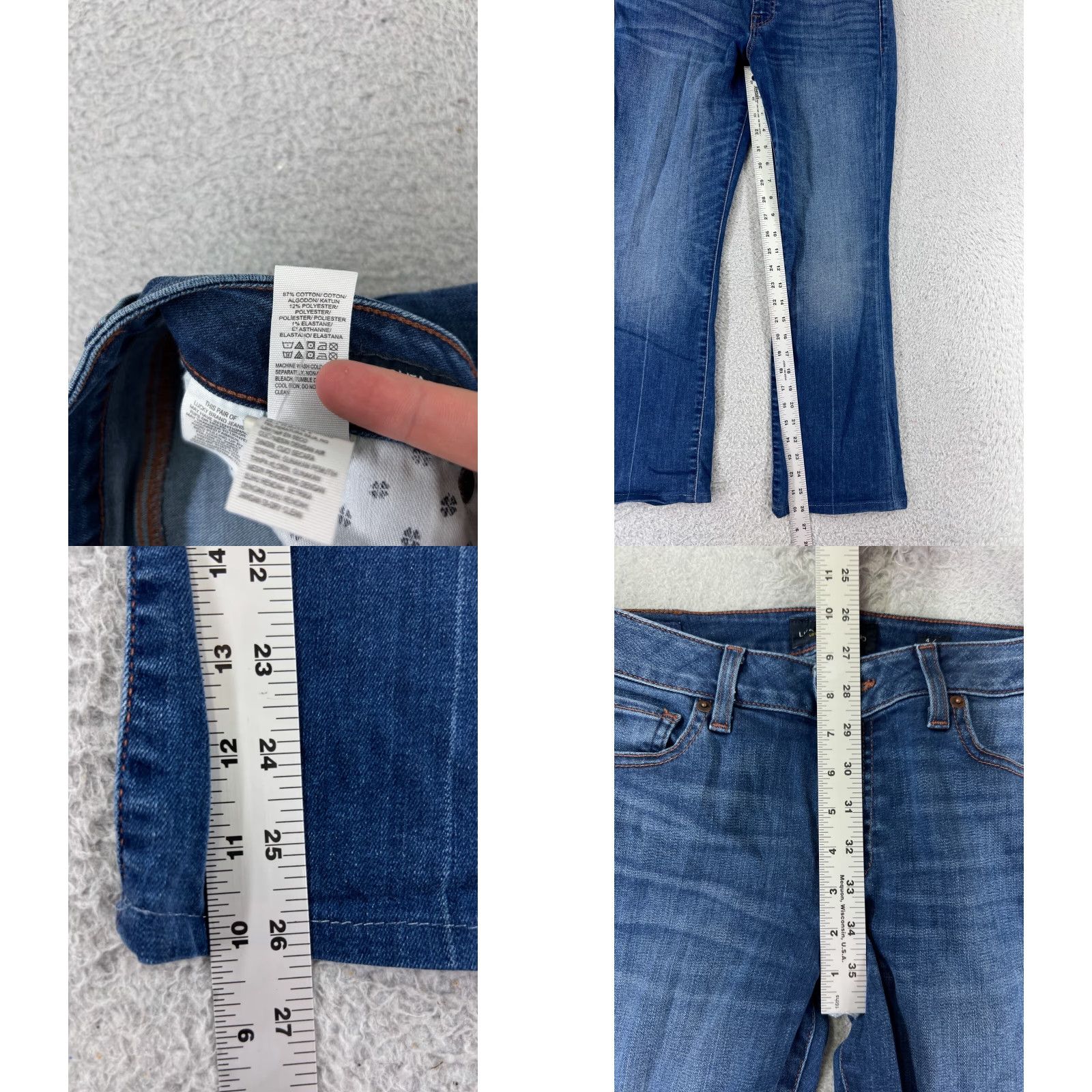 Lucky Brand VINTAGE Lucky Brand Jeans Women 4 Blue Denim Ankle Mid Rise 5-Pocket Lace/Logo Button Zip Cotton Blend Size 27" / US 4 / IT 40 - 8 Thumbnail