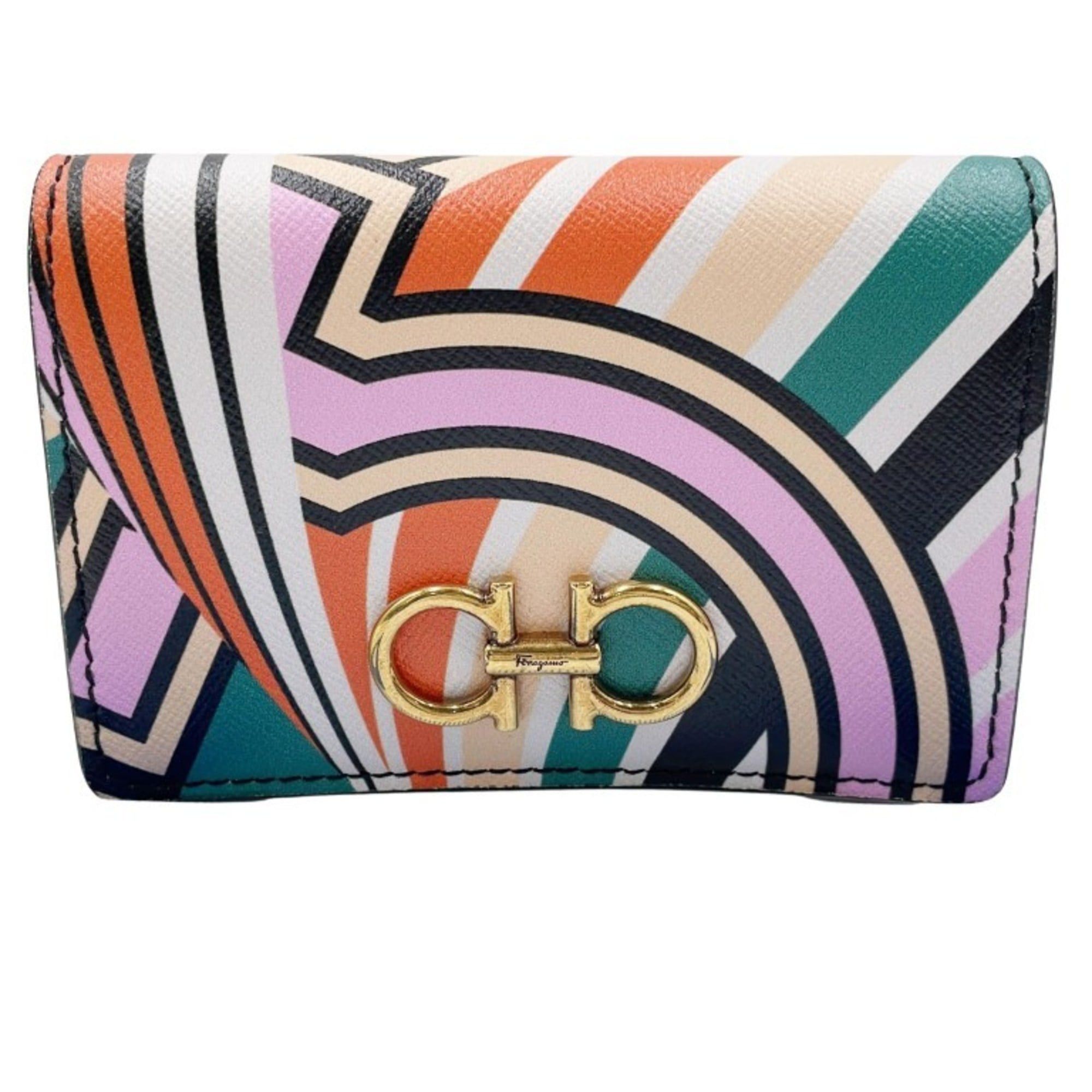 Salvatore Ferragamo Salvatore Ferragamo Gancini Business Card Case IY22 0371 Multicolor Leather Women's Size ONE SIZE - 1 Thumbnail