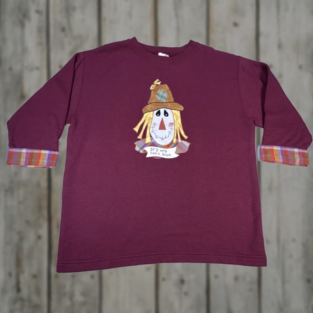 Hanes VINTAGE Hanes Her Way Shirt M Burgundy Grandma Sweatshirt Scarecrow Only Had Brain Size US M / EU 48-50 / 2 - 1 Thumbnail