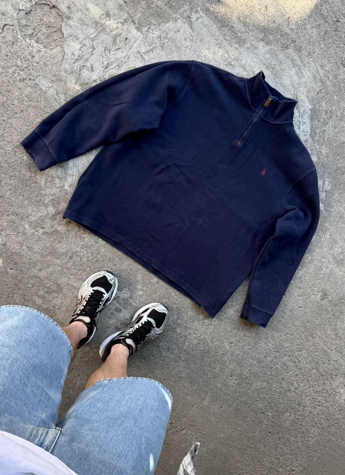 Polo Ralph Lauren Vintage Y2K Polo Ralph Lauren 1/4 Zip Navy Knit Hype Sweater Size US XXL / EU 58 / 5 - 3 Thumbnail