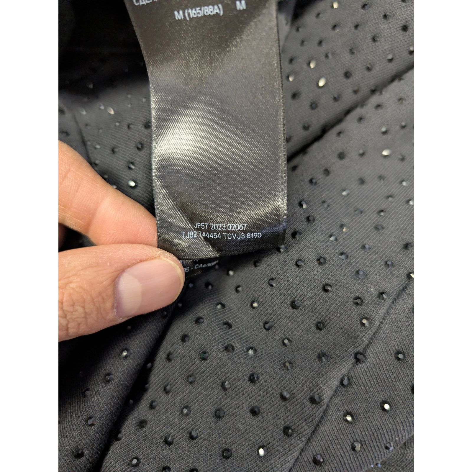 Balenciaga o1rshd1 Crystal-Embellished Small Zip-Up Hoodie Washed Black Size US M / EU 48-50 / 2 - 19 Thumbnail