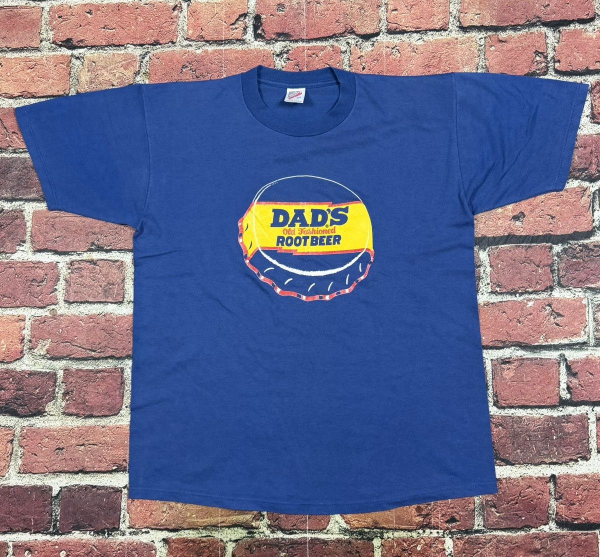 Jerzees Vintage Dad's Root Beer Soda Promo Blue T Shirt 80s 90s USA Size US L / EU 52-54 / 3 - 1 Thumbnail