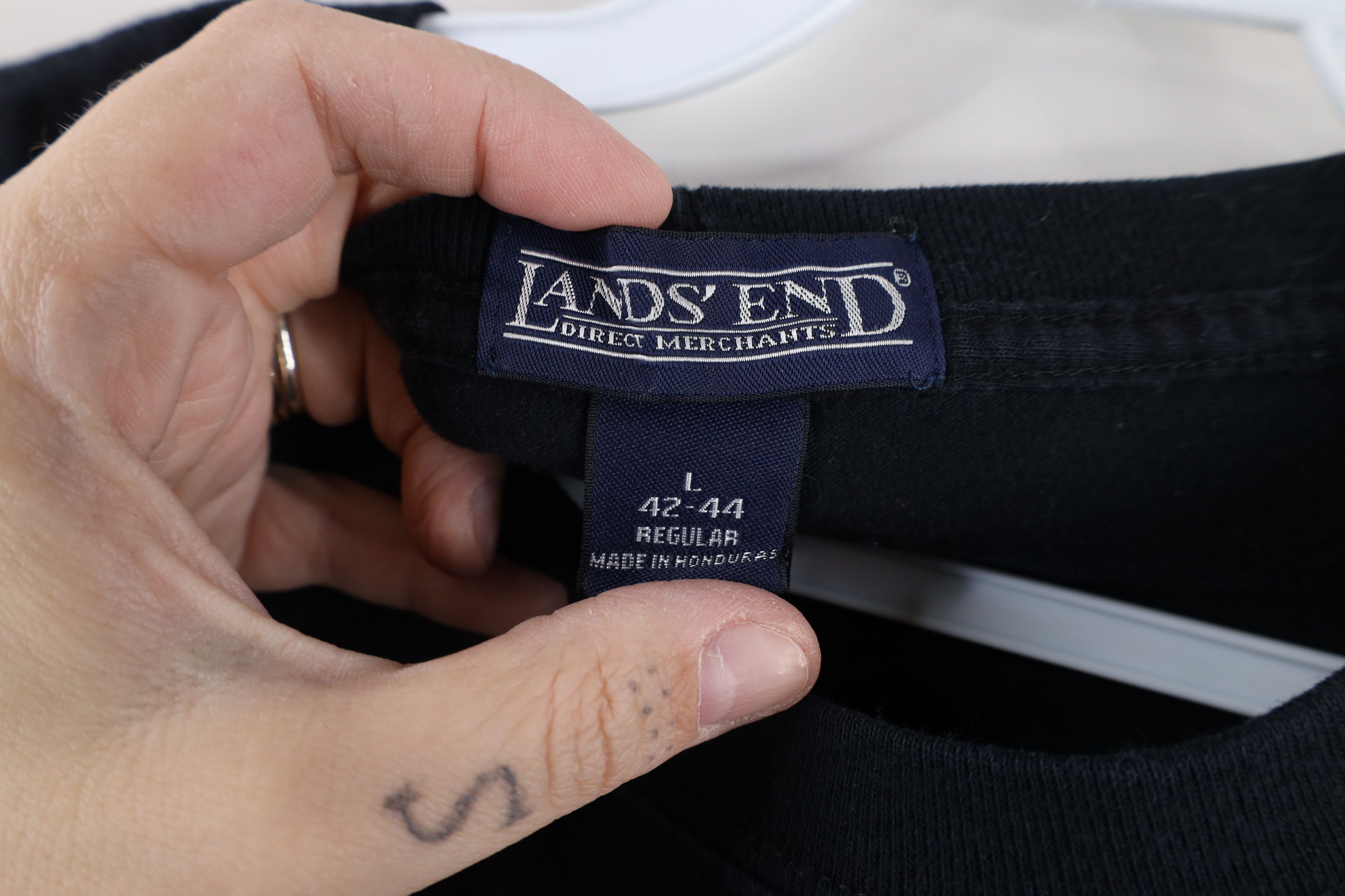 Lands' End × Vintage Vintage 90s Lands End Blank Heavyweight T-Shirt Black Cotton Size US L / EU 52-54 / 3 - 4 Thumbnail