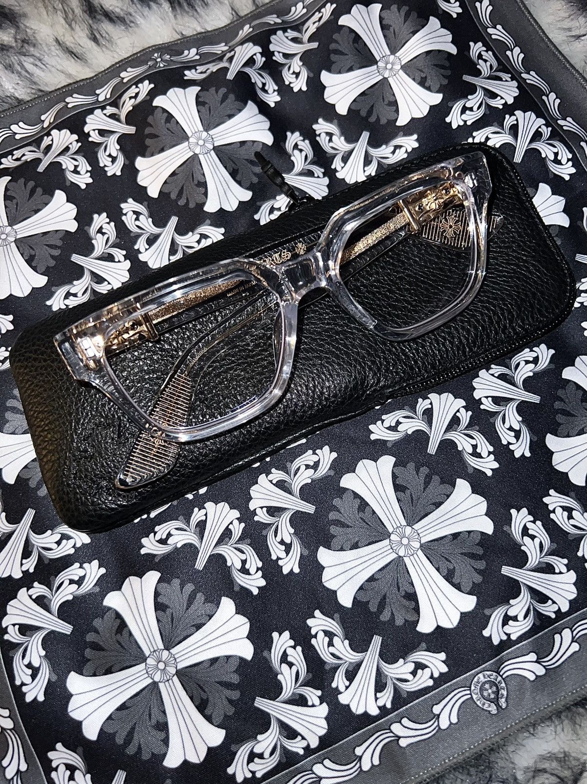 Chrome Hearts Chrome Hearts Vagillionaire II Crystal Clear Gold Glasses CH Size ONE SIZE - 3 Thumbnail