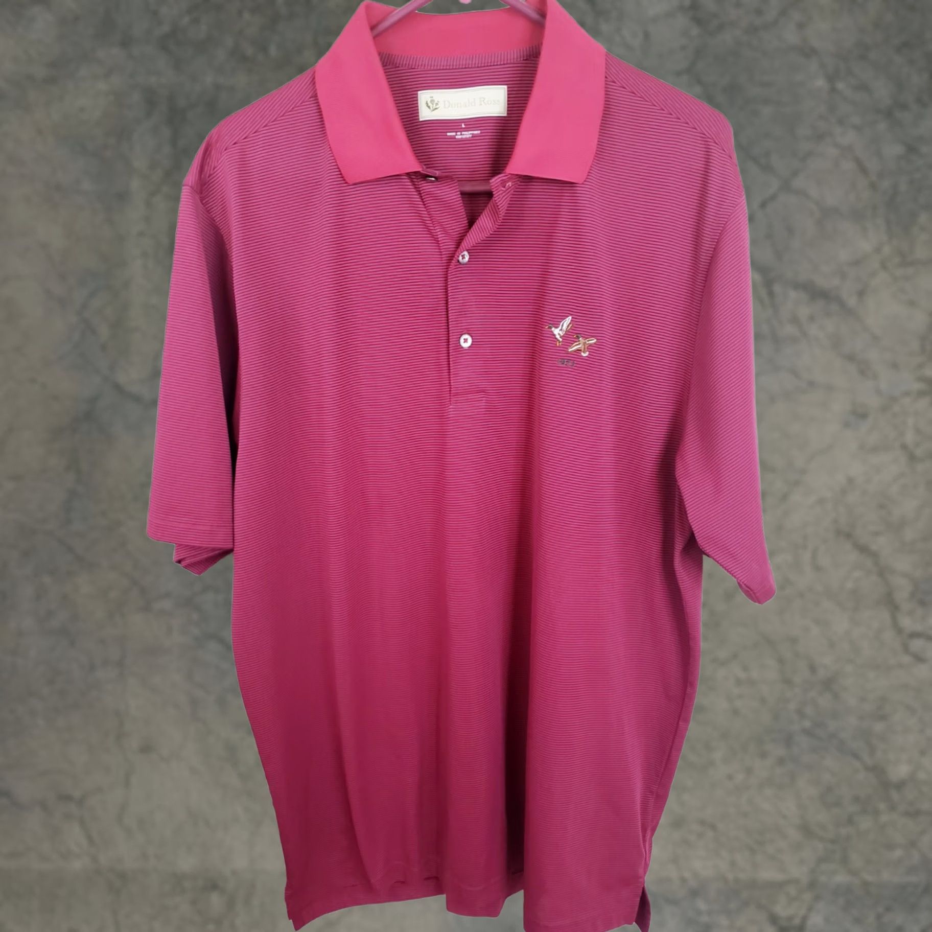 Vintage Donald Ross Golf Polo Shirt Men's L Pink Blue Striped Performance Stretch Polo Shirt Size US L / EU 52-54 / 3 - 1 Thumbnail