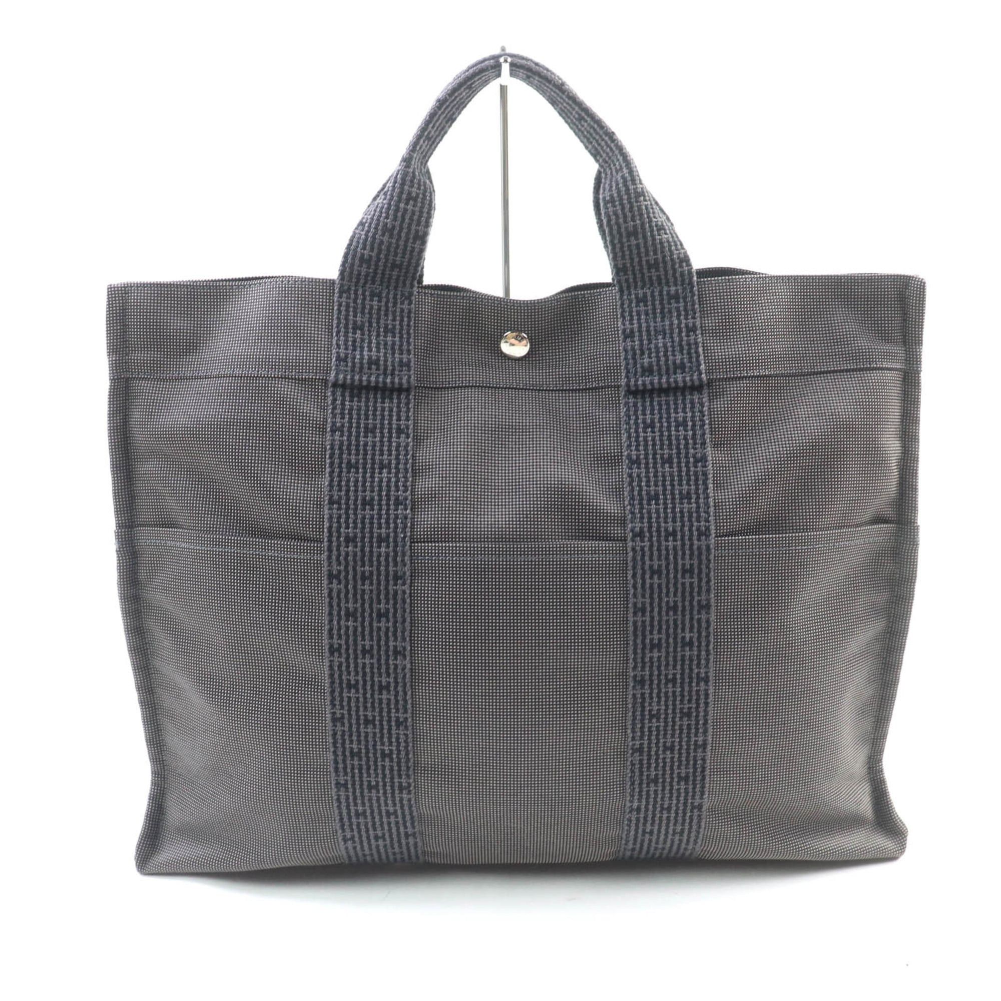 Hermes HERMES Air Line MM Silver Hardware Serie Button Canvas Tote Bag Gray Made in France Women's Size ONE SIZE - 1 Thumbnail