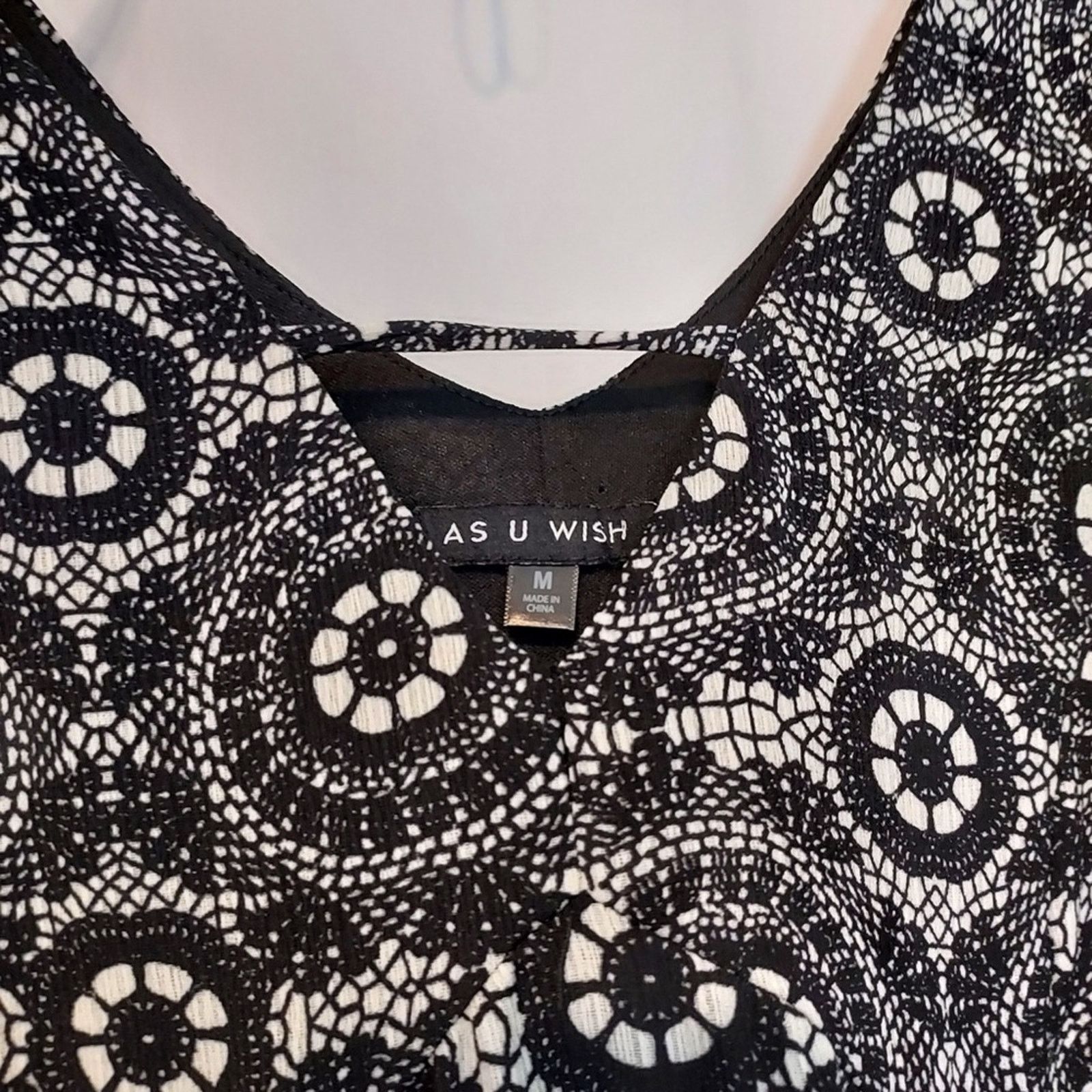 Other AS U WISH Black White Floral Lace V-Neck Tank Dress Size M / US 6-8 / IT 42-44 - 3 Thumbnail