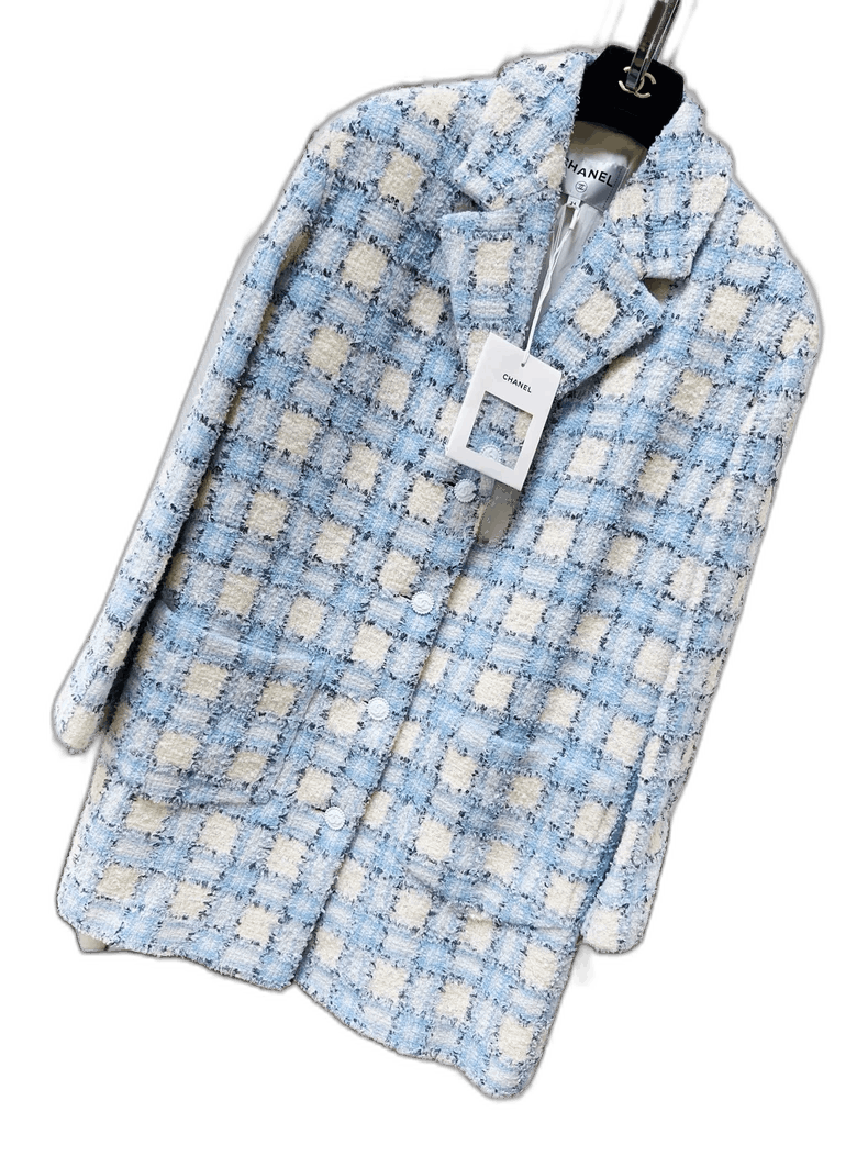 Chanel Chanel 22B Blue White Sequin Tweed Jacket Size M / US 6-8 / IT 42-44 - 1 Thumbnail