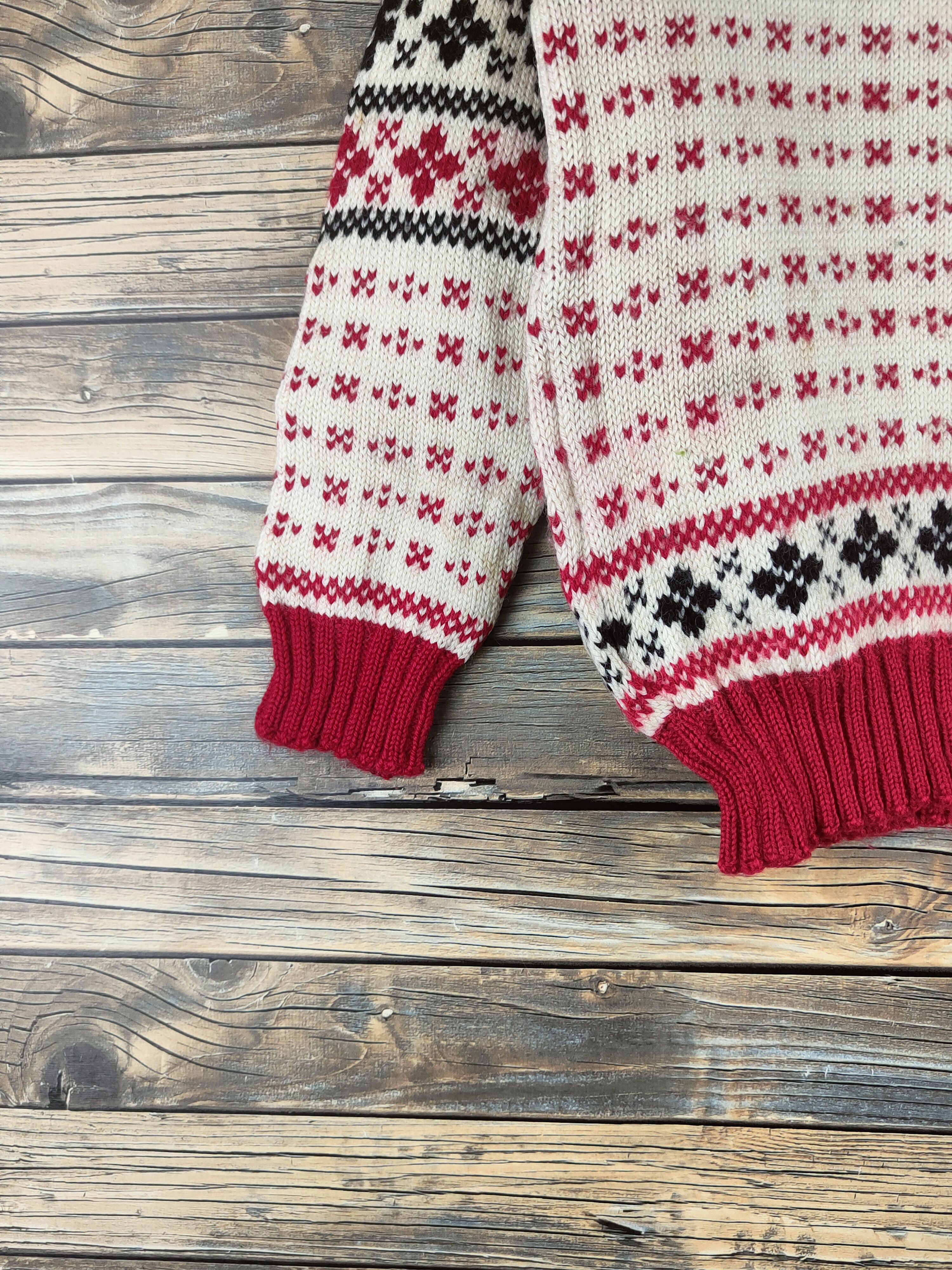 Japanese Brand DL Japanese Brand Red Cream Knitwear Sweatshirts #46-479 Size US XS / EU 42 / 0 - 4 Thumbnail