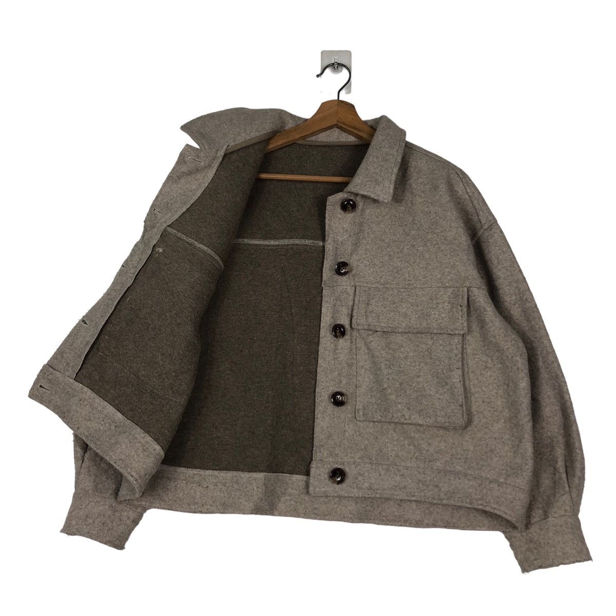 Japanese Brand 🔥Cropped Wool Biker Jacket Big Pocket Issey Miyake Size US M / EU 48-50 / 2 - 11 Thumbnail