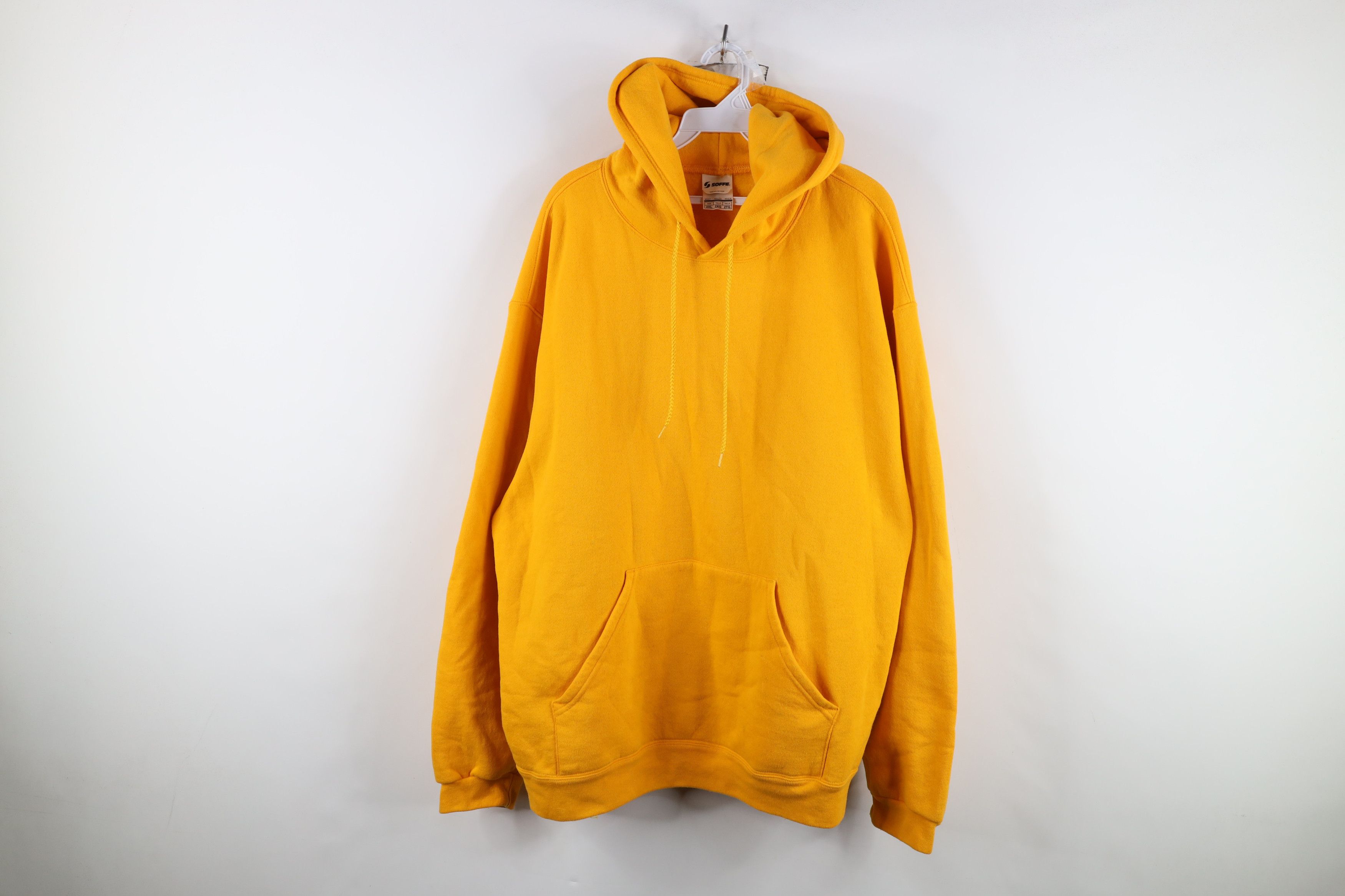 Vintage Vintage 90s Streetwear Faded Blank Hoodie Sweatshirt Yellow Size US XXL / EU 58 / 5 - 1 Thumbnail