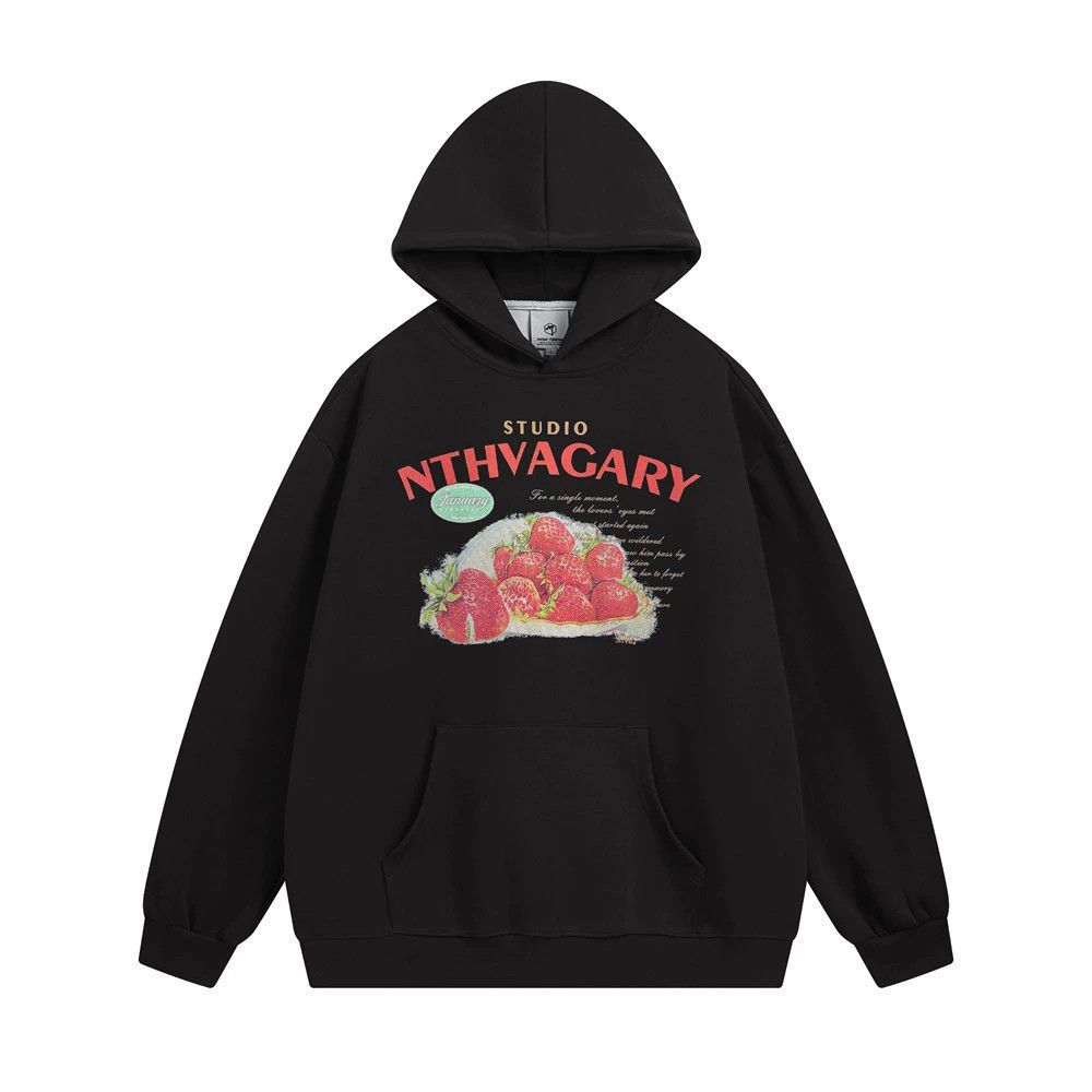 Vintage American retro men's loose casual strawberry print hoodie Size US M / EU 48-50 / 2 - 1 Thumbnail