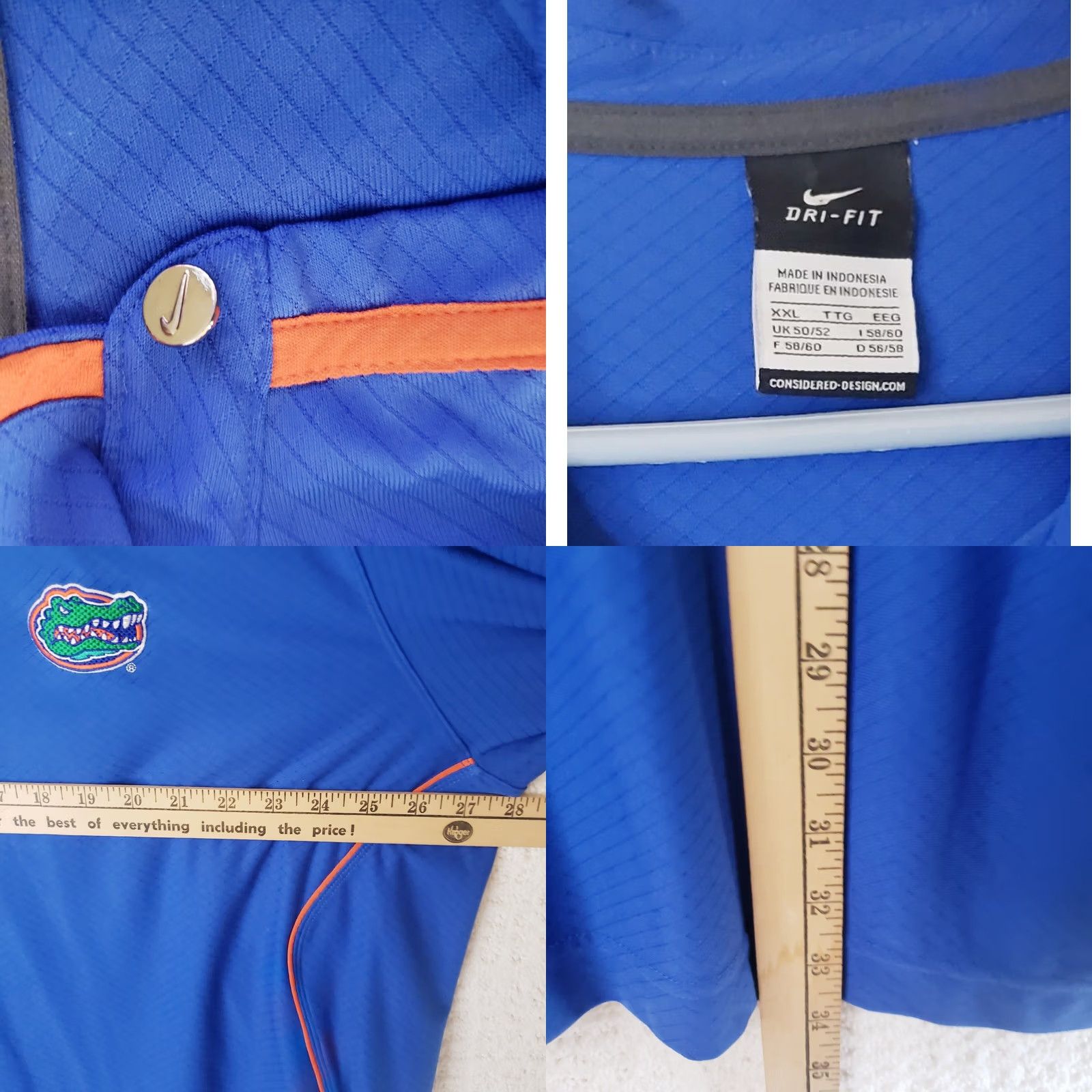 Nike Nike Polo Men's 2XL Blue Florida Gators Dri-Fit Polyester Golf Shirt Size US XXL / EU 58 / 5 - 9 Thumbnail