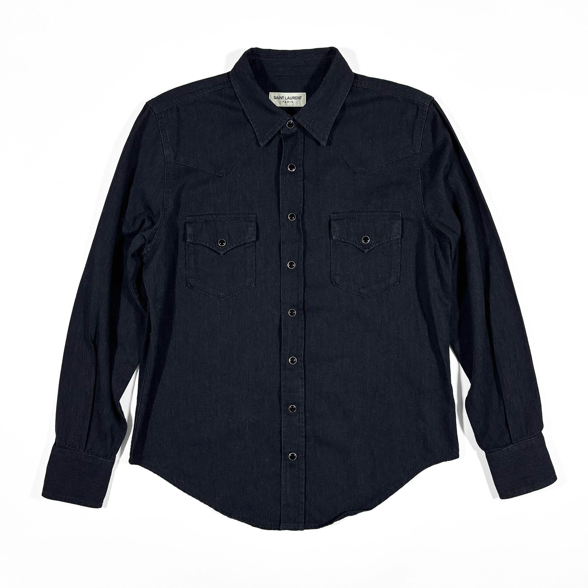 Saint Laurent Paris Saint Laurent Classic Western Shirt Black Rinse Denim Size US M / EU 48-50 / 2 - 1 Thumbnail