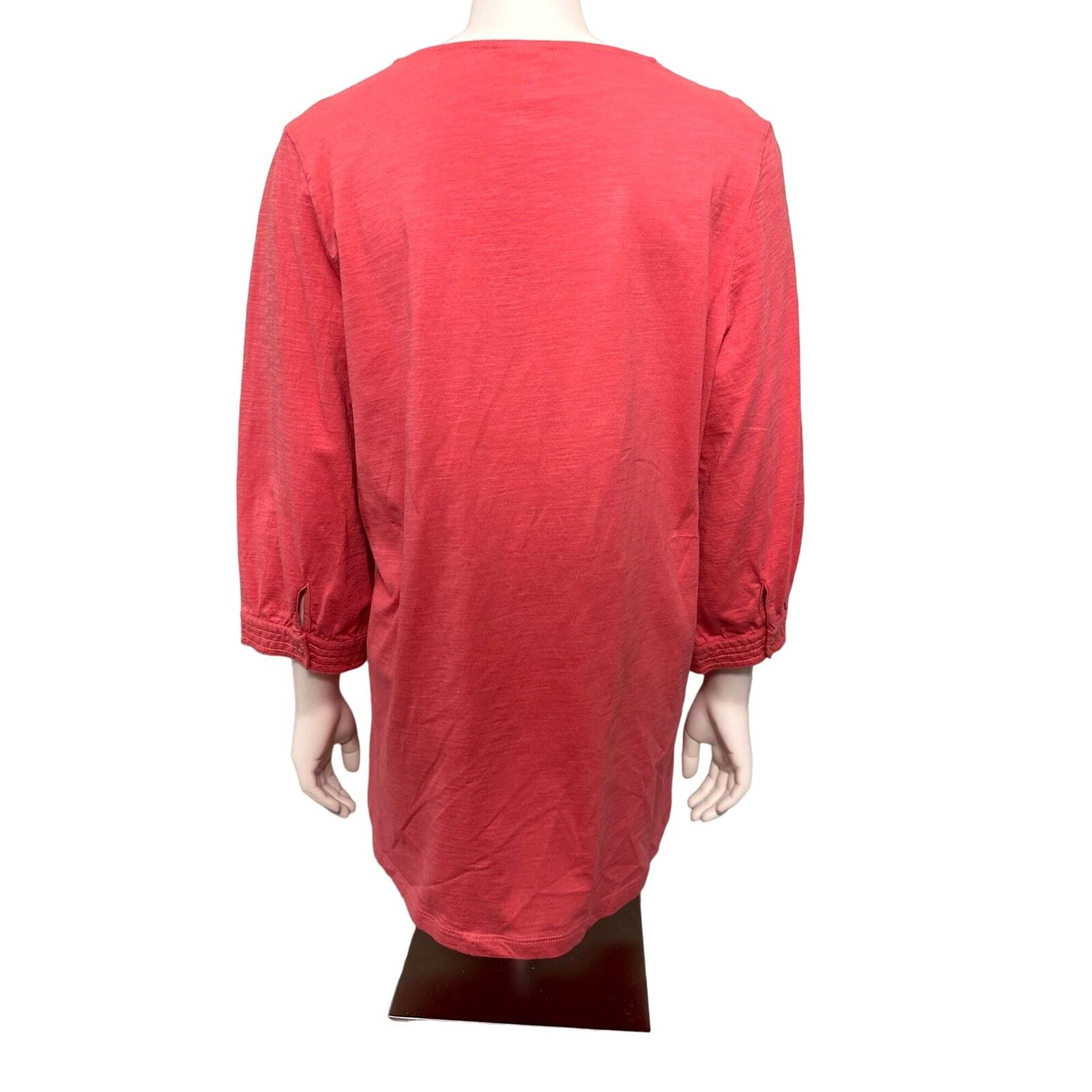 Haband Adrian Delafield Salmon Pink Cotton Tunic Top With Button Fr Size L / US 10 / IT 46 - 5 Thumbnail