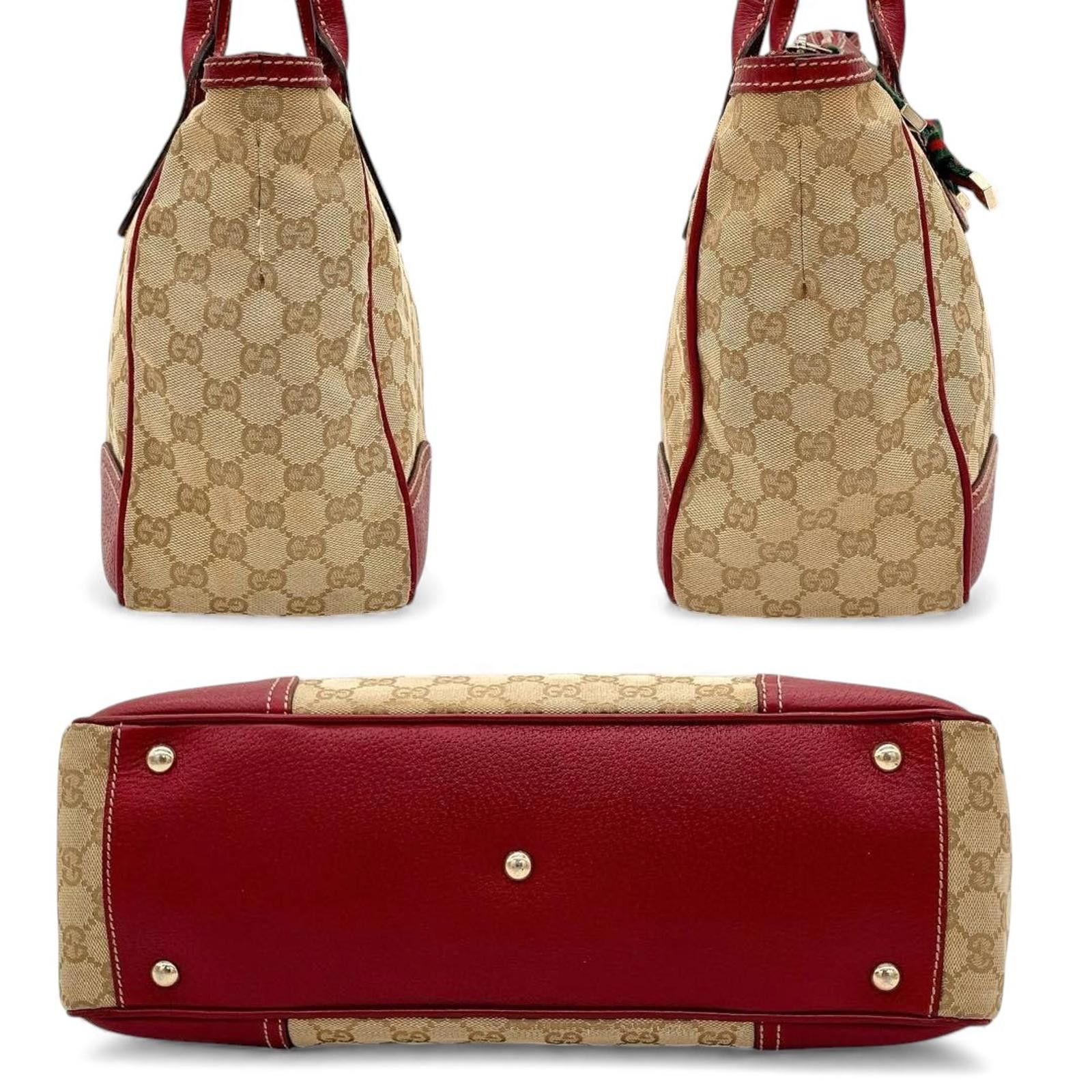 Gucci Gucci - Beige Burgundy GG Canvas Tote Bag Size ONE SIZE - 5 Thumbnail