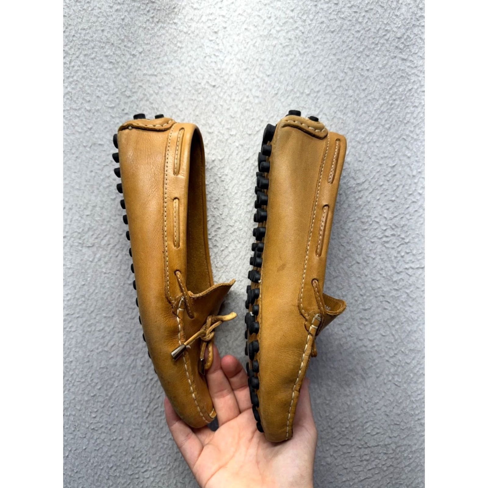 Vintage Fiorentini Leather Moccasin Driving Flat Women 8.5 Brown Bow Detail Moccasin Style Casual Soles Leather Upper Brazil 9736 Size US 9 / IT 39 - 5 Thumbnail