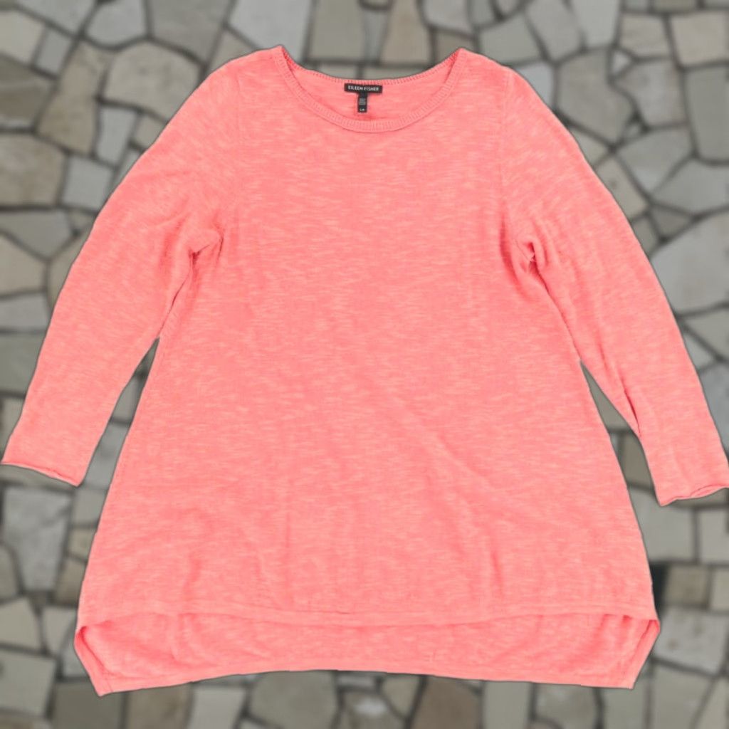 Eileen Fisher Eileen Fisher Pullover Tunic Organic Linen Heather Long Sleeve Shirt Pink Women's L Shirt Size L / US 10 / IT 46 - 1 Thumbnail
