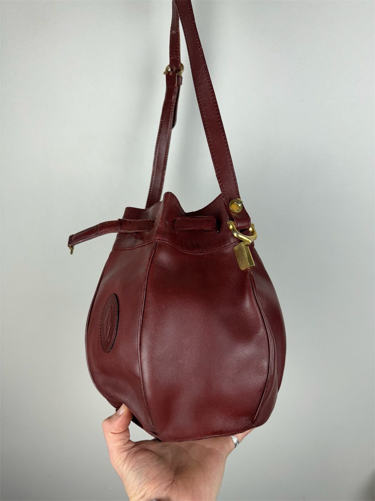 Cartier Vintage leather bag Cartier Bucket bag original luxury item Size ONE SIZE - 3 Thumbnail