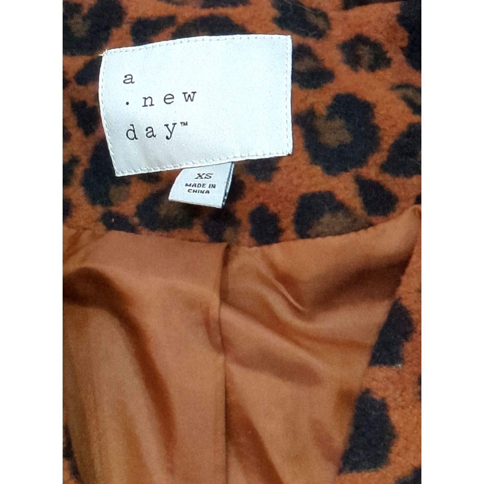 Vintage A New Day Coat Women's XS Leopard Print Wool Blend Pea Coat Long Collared Lined Pockets Brown Size XS / US 0-2 / IT 36-38 - 3 Thumbnail