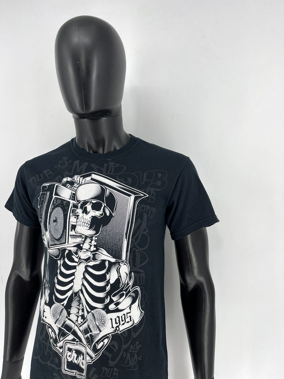 Japanese Brand × Vintage Gildan T-shirt With Skull Dub Reggae Hip-Hop Streetwear Styl Size US S / EU 44-46 / 1 - 4 Thumbnail