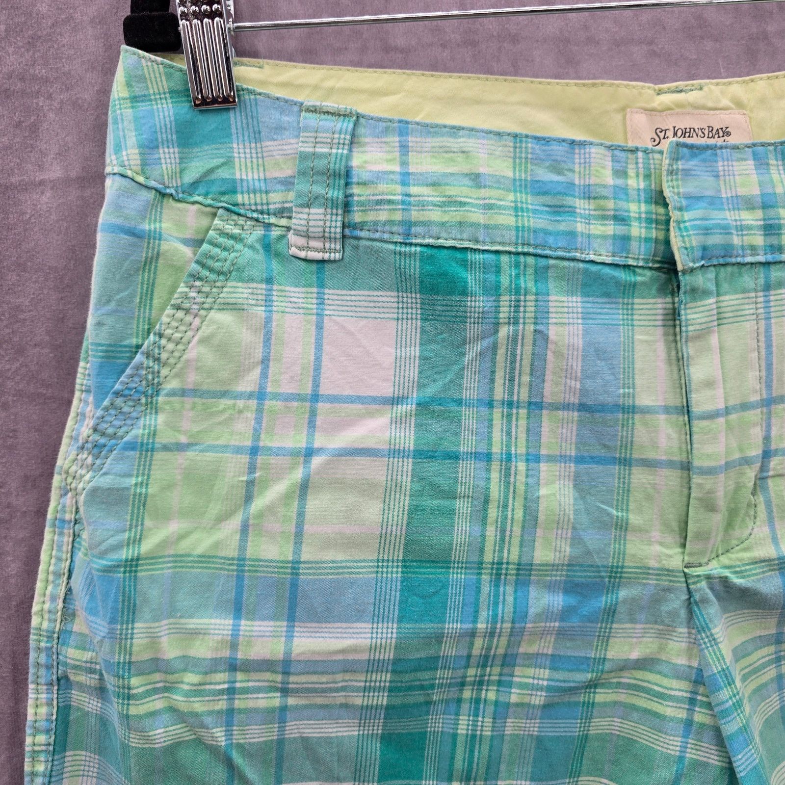 Other St Johns Bay Blue Plaid Bermuda Stretch Shorts Cotton 14 Size 36" / US 14 / IT 50 - 4 Thumbnail