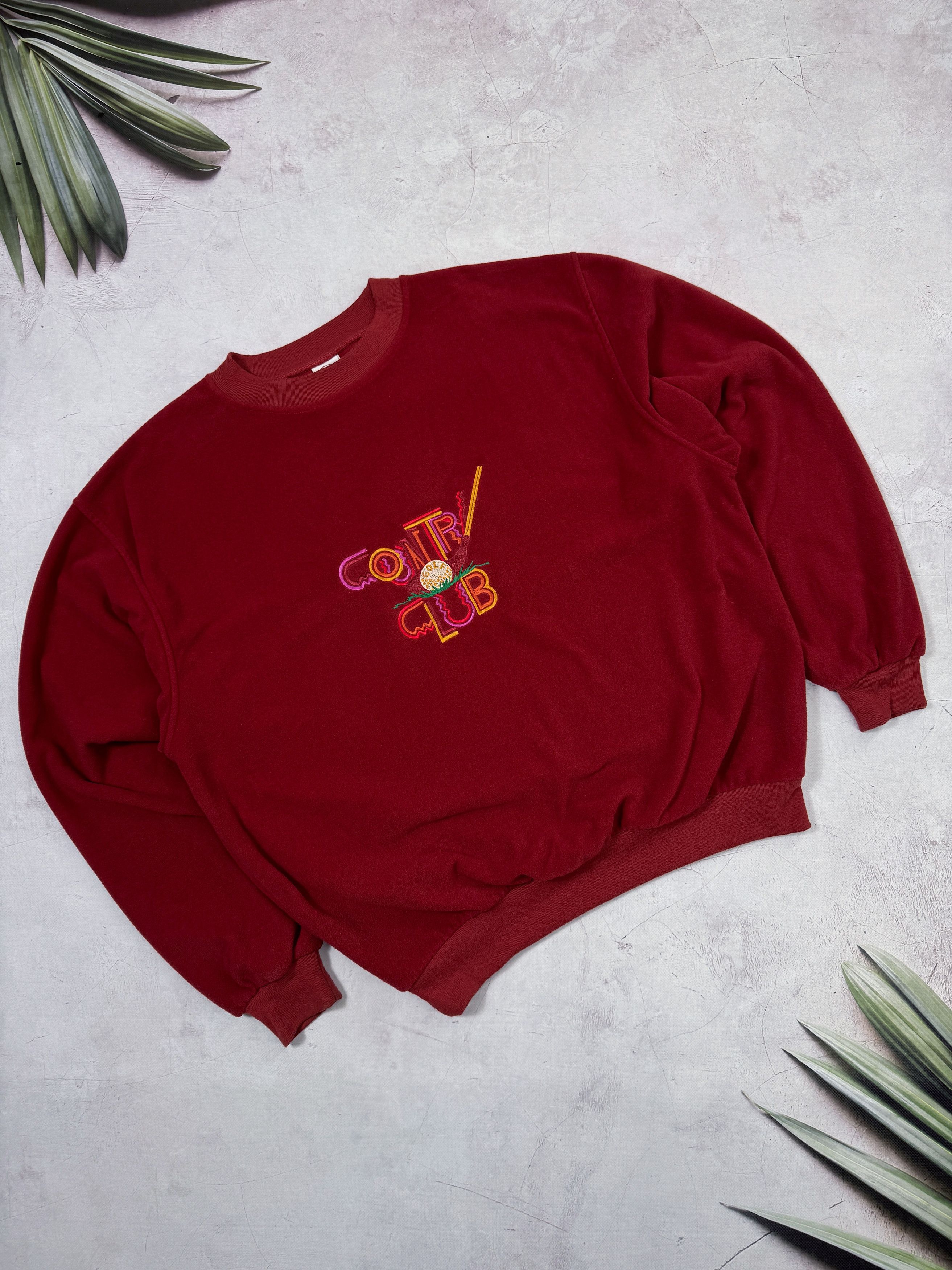 Bogner Vintage Bogner Sweatshirt Fleece Country Golf Club Burgundy Size US XL / EU 56 / 4 - 2 Thumbnail