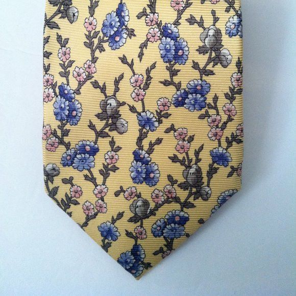 Faconnable FACONNABLE MEN'S NEW YELLOW SILK TIE WIDTH: 3 3/4" Size ONE SIZE - 1 Thumbnail