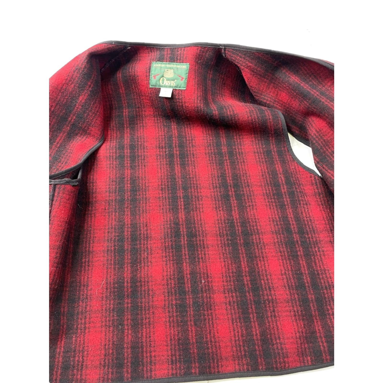 Orvis VINTAGE Orvis Vest Red Buffalo Plaid Wool Blend Hunting USA XL Full Zip Pockets Wool Lining Unisex Adults 80s 90s Outdoor Casual Dress Hunting USA Size US XL / EU 56 / 4 - 4 Thumbnail