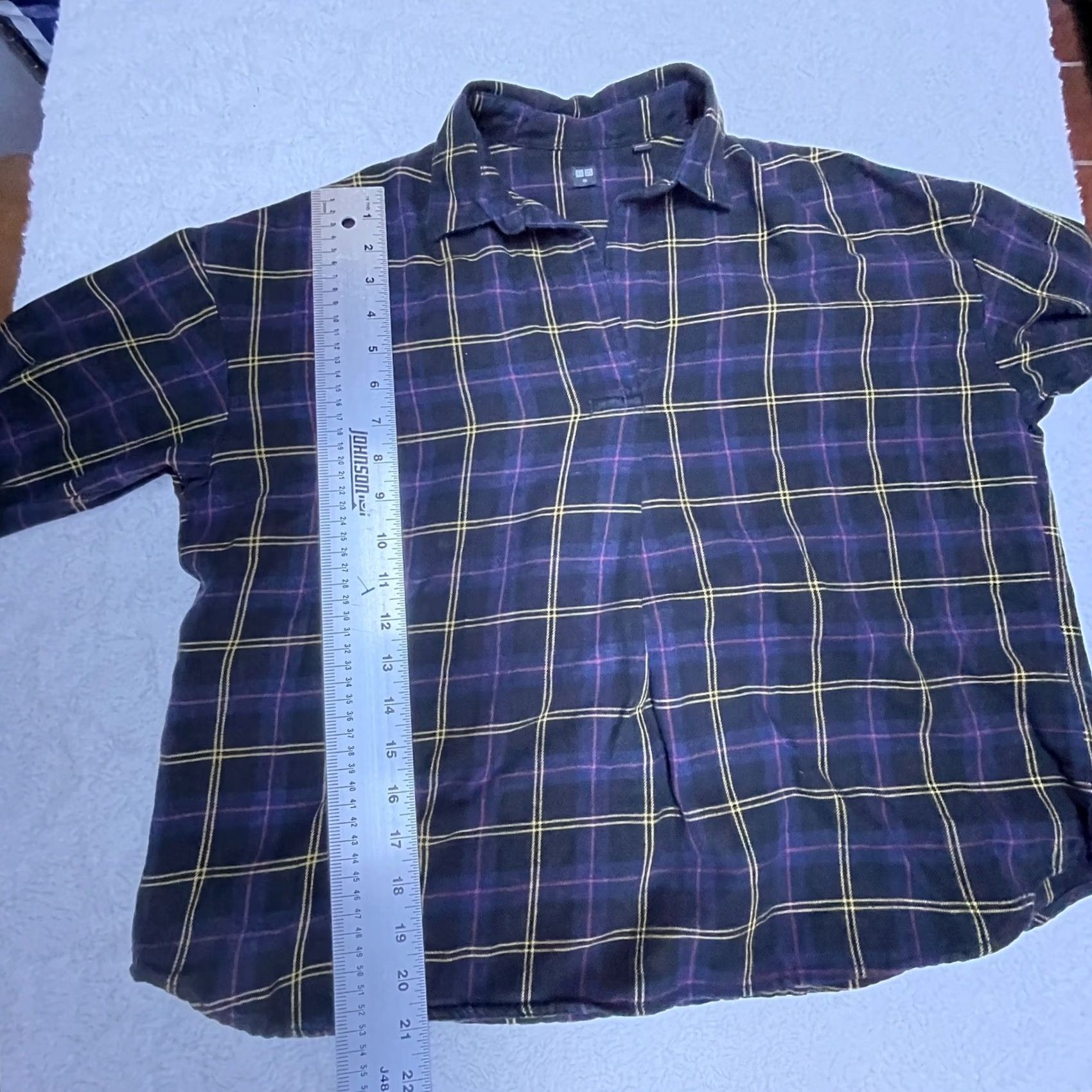 Uniqlo Uniqlo Women's Long Sleeve Plaid Flannel Oversized Shirt XS Gray Purple Size XS / US 0-2 / IT 36-38 - 7 Thumbnail