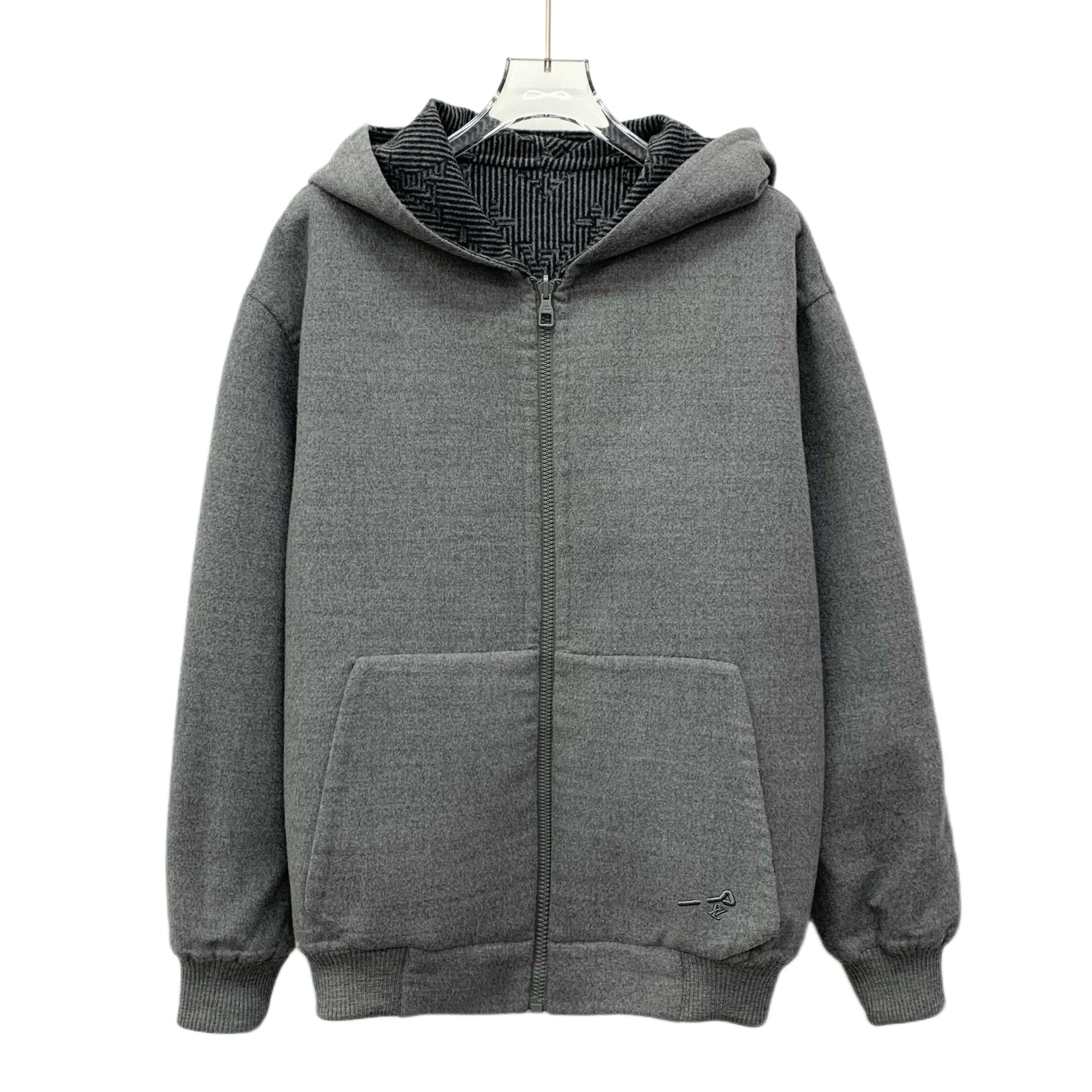 Louis Vuitton Louis Vuitton Embossed Wool Reversible Hoodie Grey (Size XS) Size XS / US 0-2 / IT 36-38 - 8 Thumbnail