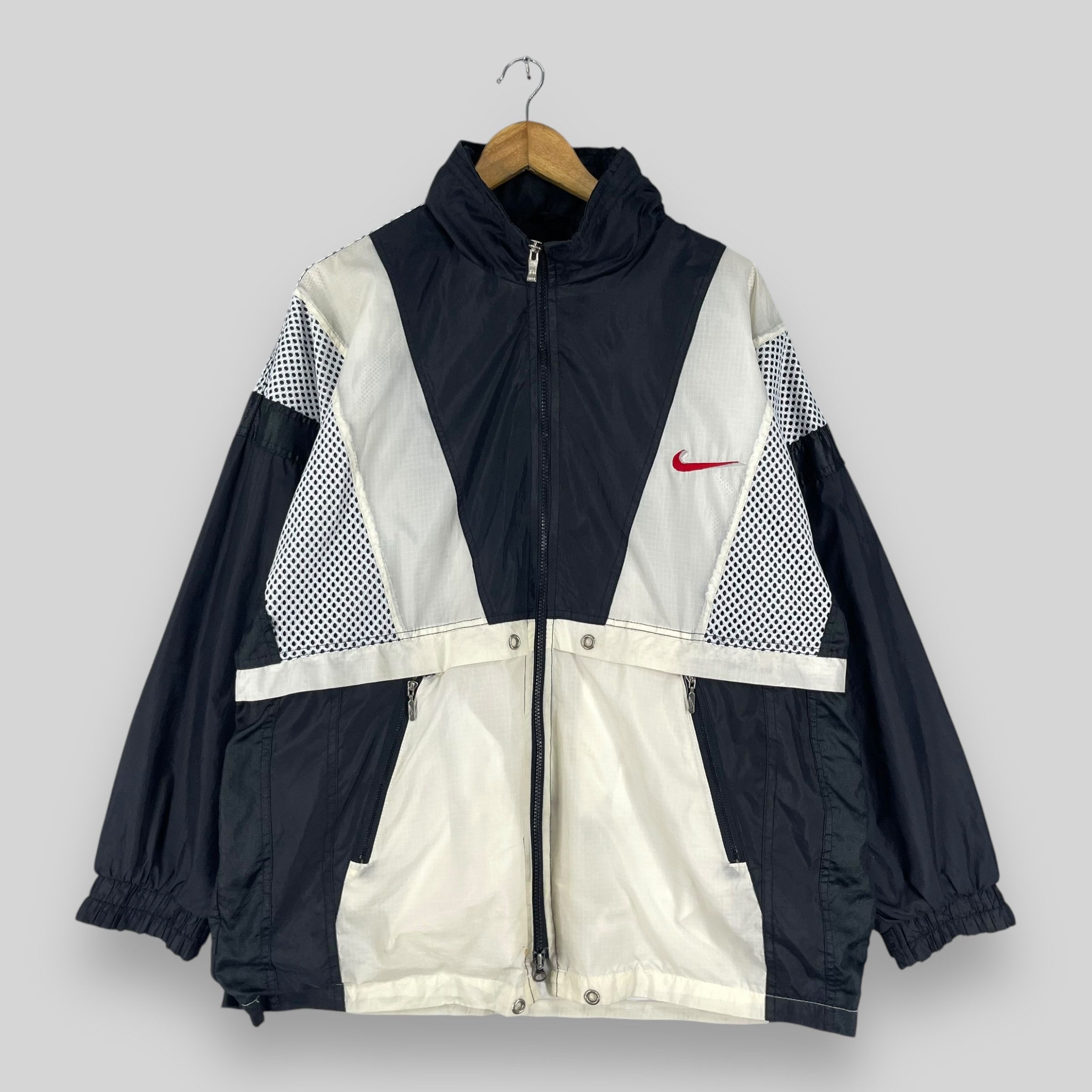 Nike Vintage 1990s NIKE Big Swoosh Usa Windbreaker Jacket Size US L / EU 52-54 / 3 - 5 Thumbnail