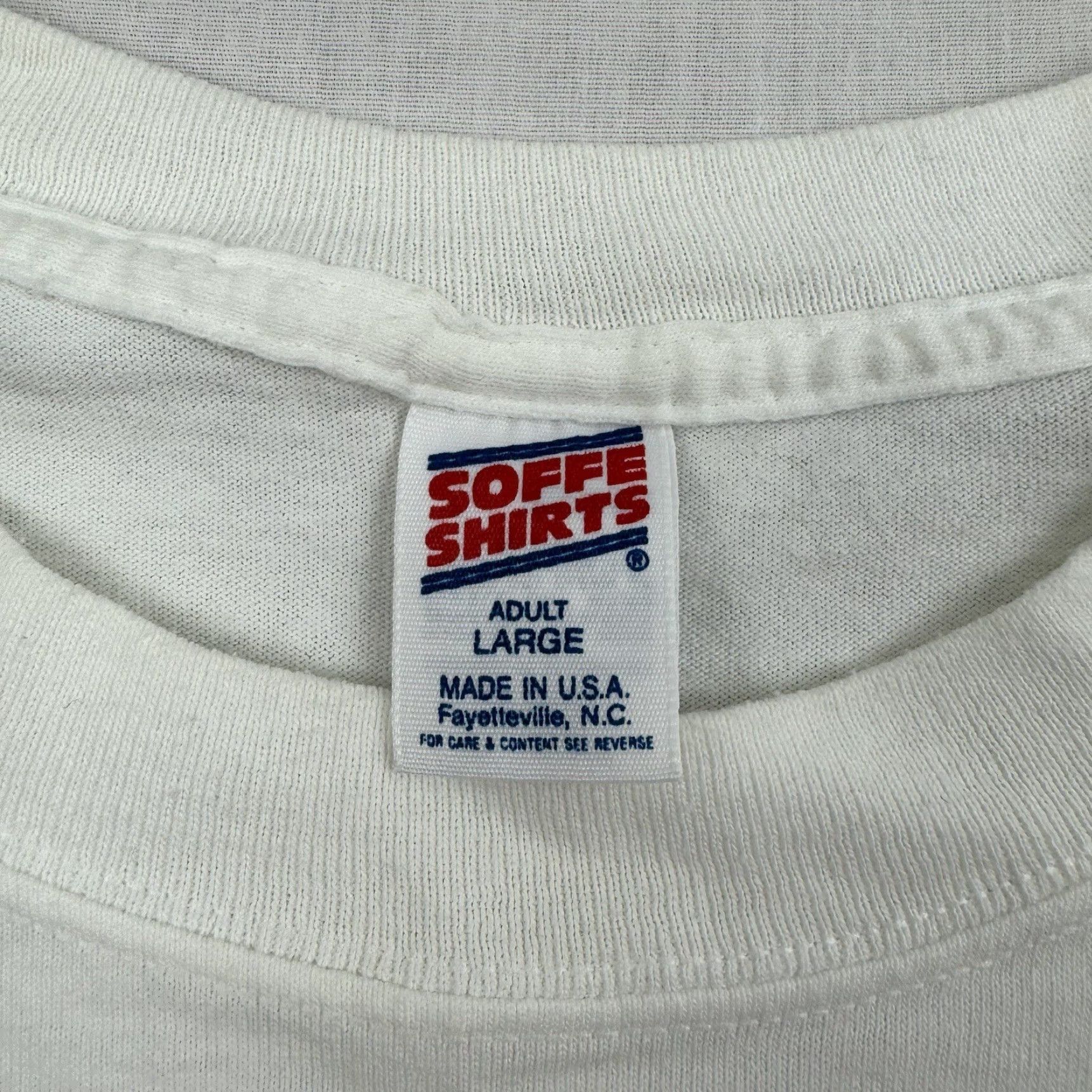 Soffe VINTAGE Soffe Baseball Shirt Men L White 90s Sports One World One Game Crew Neck Short Sleeve Size US L / EU 52-54 / 3 - 5 Thumbnail