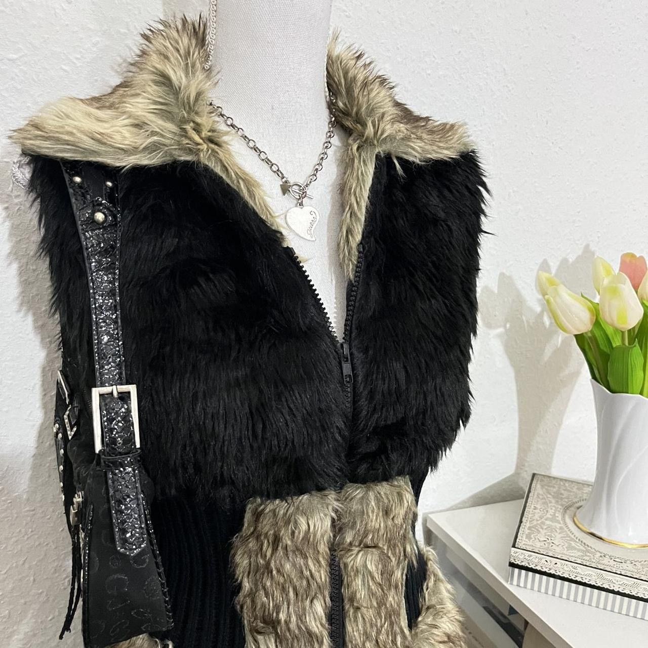 Vintage Euro Y2K Faux Fur Vest gilet w/ thick waistband vintage Size S / US 4 / IT 40 - 4 Thumbnail