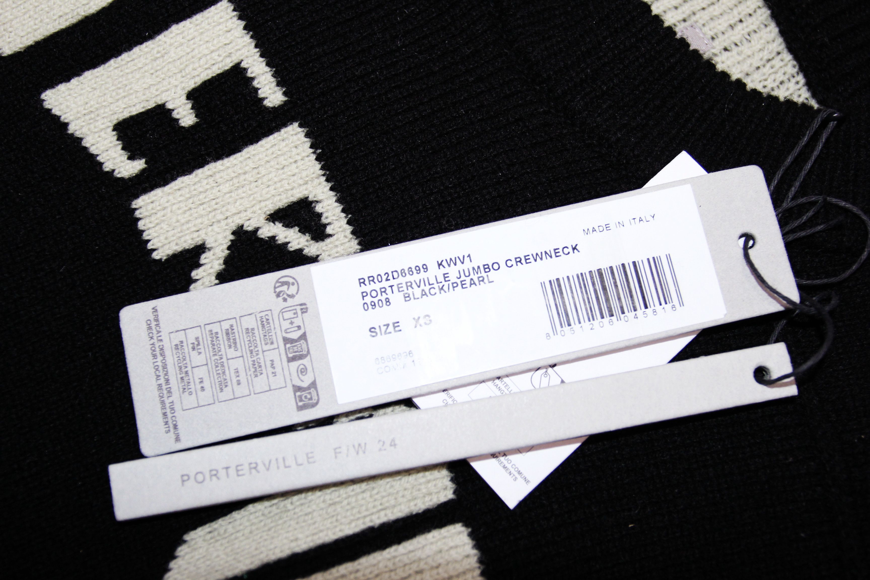 Rick Owens BNWT AW24 RICK OWENS "PORTERVILLE" JUMBO CREWNECK SWEATER XS Size US XS / EU 42 / 0 - 8 Thumbnail