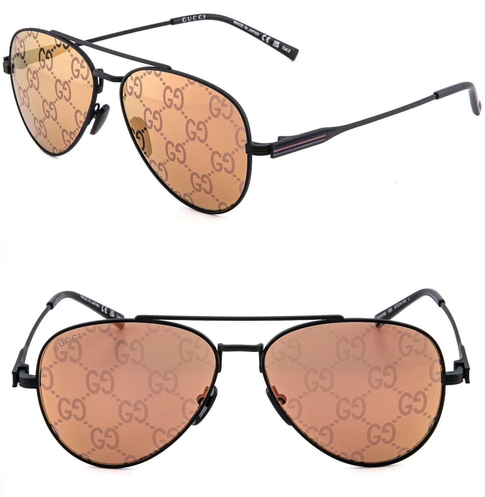 Gucci GUCCI 1874 Gg1874S Black Orange GG Logo Print Mirror 005 Size ONE SIZE - 1 Thumbnail