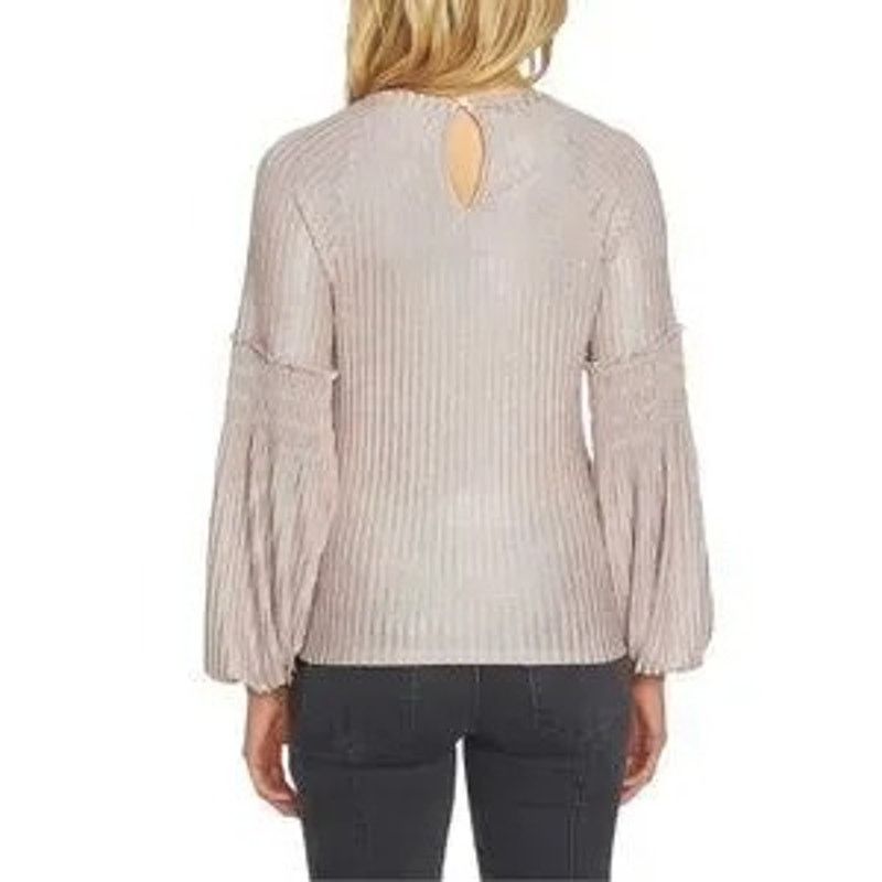Other Nordstrom 1.STATE Smocked Sleeve Metallic Ribbed Top Blouse Size XS / US 0-2 / IT 36-38 - 2 Thumbnail