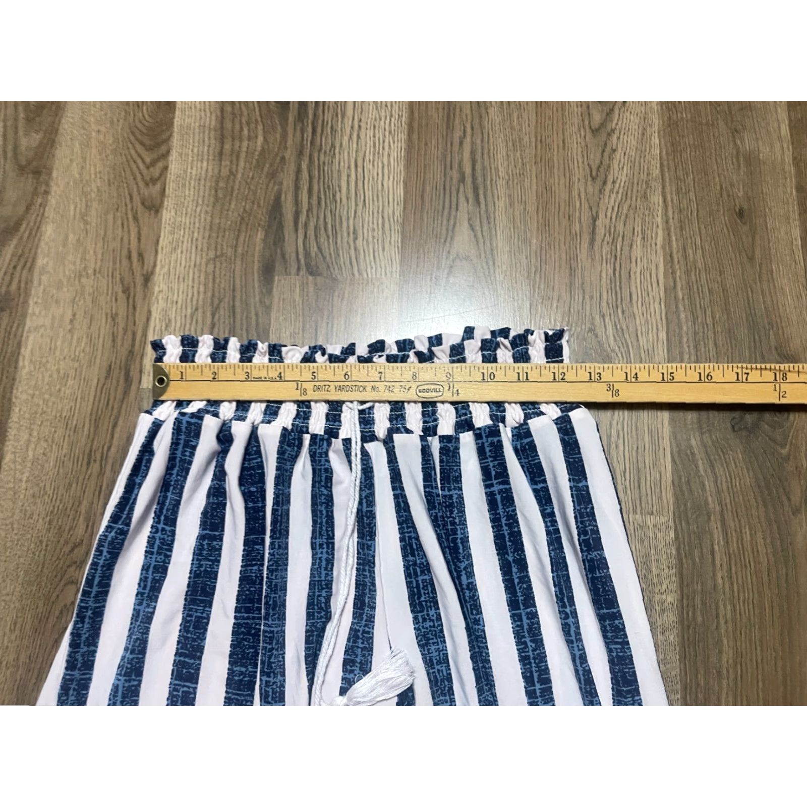 Vintage West Loop Pants Woman L Blue White Striped Wide Leg Drawstring Pants Size 36" / US 14 / IT 50 - 5 Thumbnail
