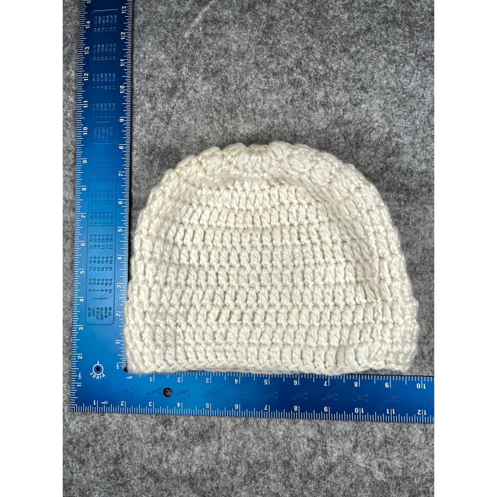 Vintage Beanie Womens One Size White Crochet Knit Acrylic Blend Snow Ski Winter Hat/Cap Beanie Size ONE SIZE - 4 Thumbnail
