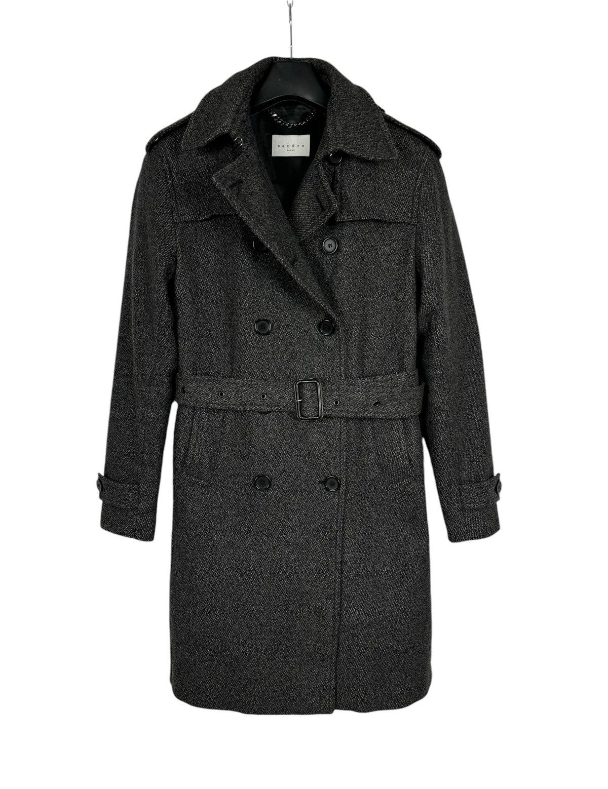Sandro Sandro Wool Overcoat Double-Breasted Belted Coat size XS Size XS / US 0-2 / IT 36-38 - 13 Thumbnail
