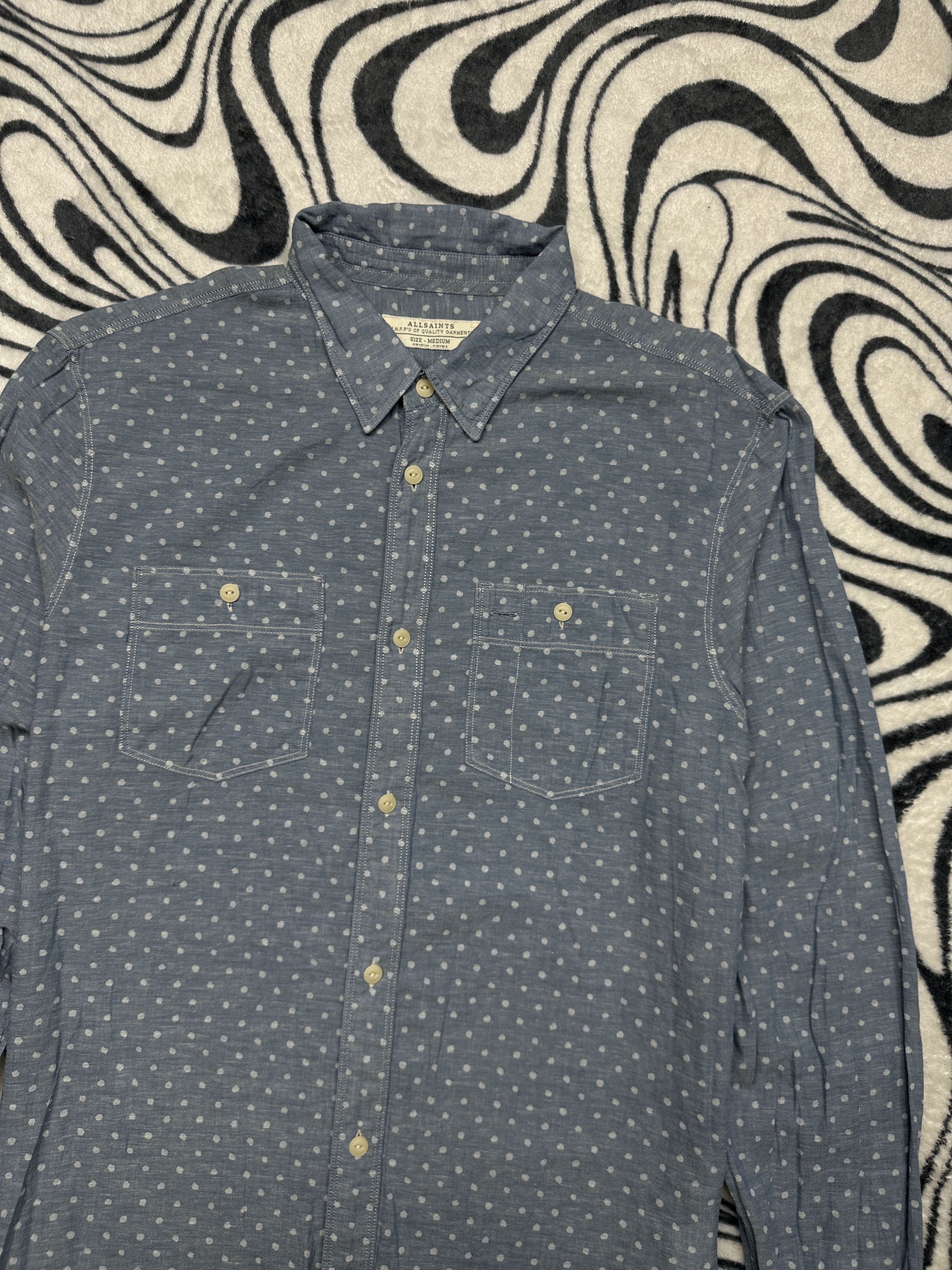 Allsaints AllSaints Mens Farsta Long Sleeve Cotton-Linen Shirt Size US M / EU 48-50 / 2 - 2 Thumbnail