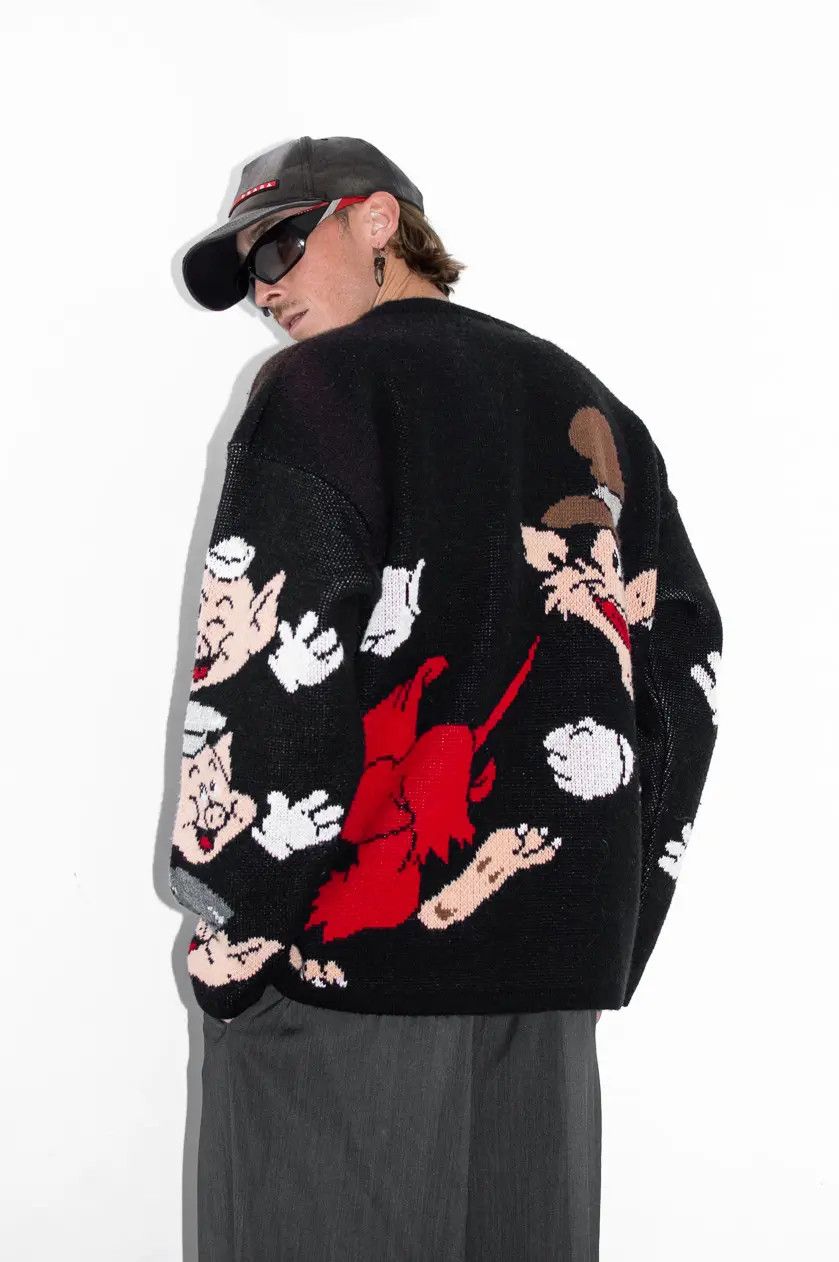 Designer × Disney × Vintage Rare 90s Collectible Disney Big Bad Wolf Chunky Sweater Size US L / EU 52-54 / 3 - 5 Thumbnail