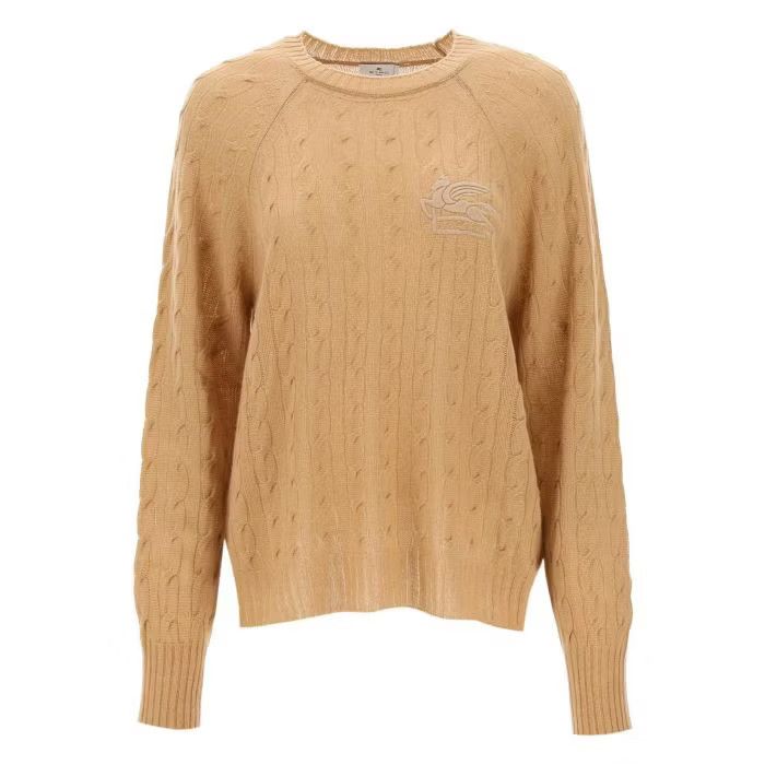 image of Etro O1S22I1N0524 Cashmere Embroidery Sweater In Beige, Women's (Size Small)