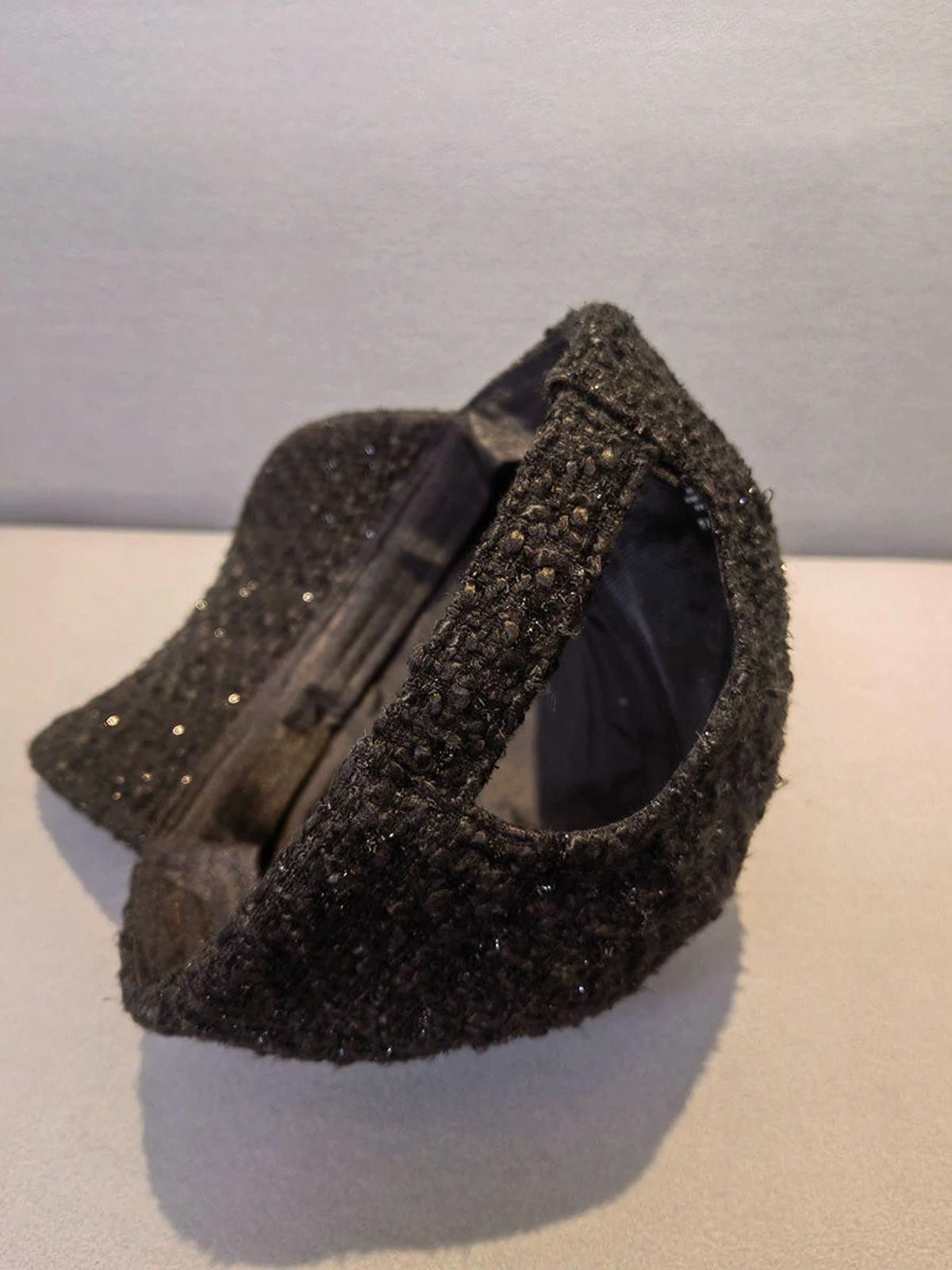 Japanese Brand Black Sparkly Tweed Baseball Cap Size ONE SIZE - 4 Thumbnail