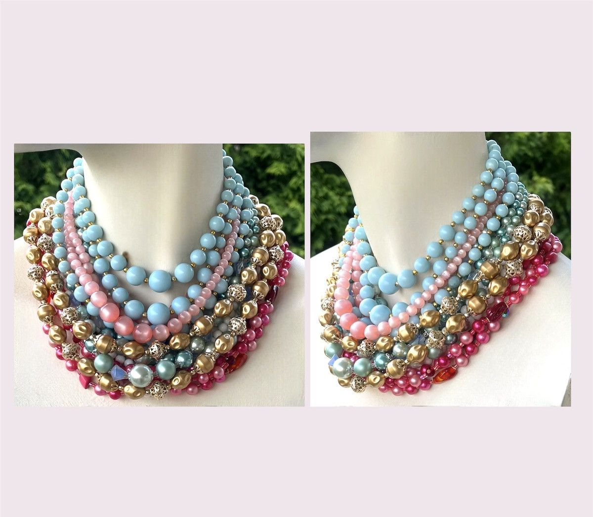 Vintage Necklaces Multi Colour Beaded Nested Jewelry, Women's