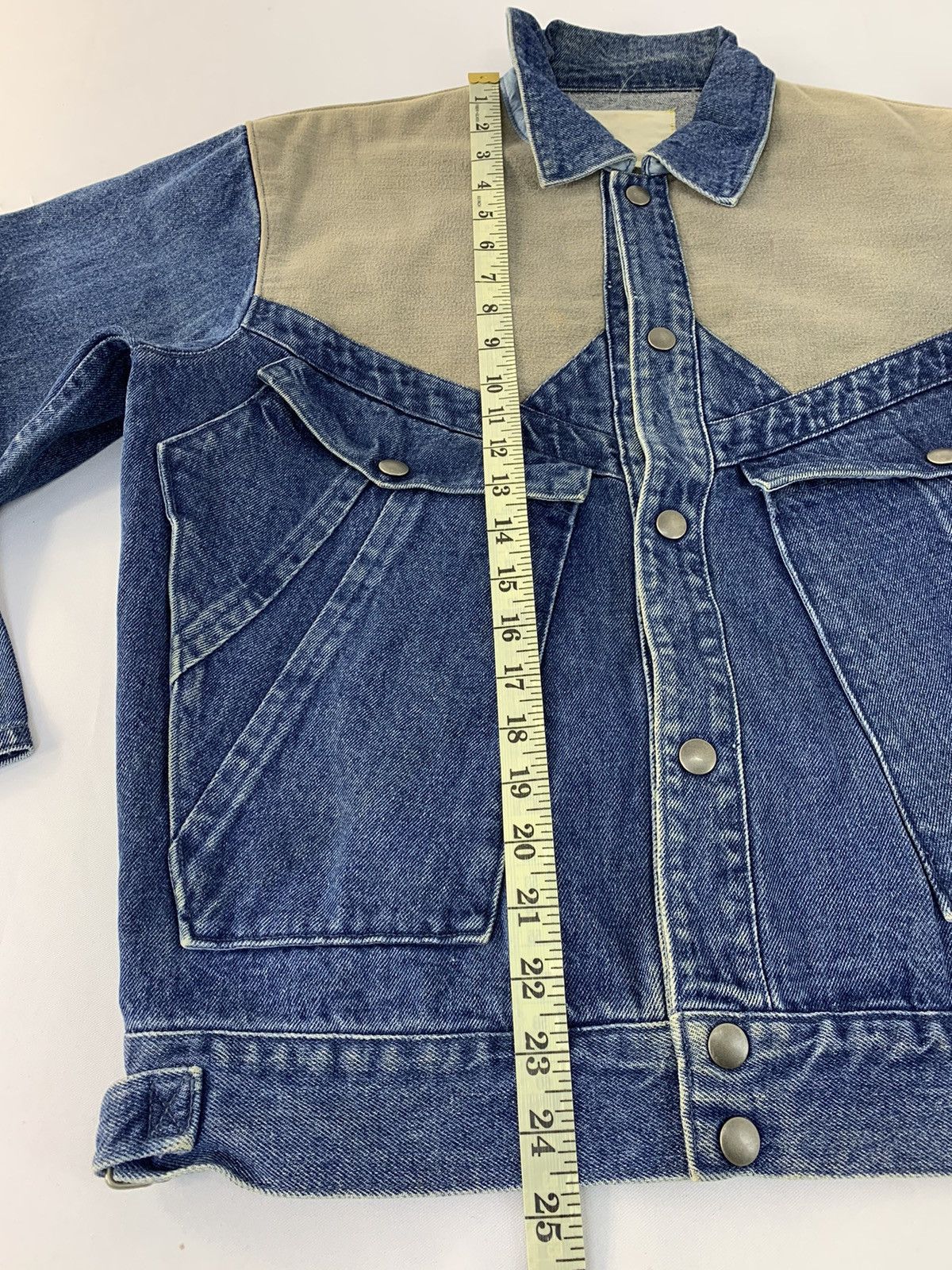 Japanese Brand Indigo Denim Jacket Classic Trucker Mix Leather Size US M / EU 48-50 / 2 - 9 Thumbnail